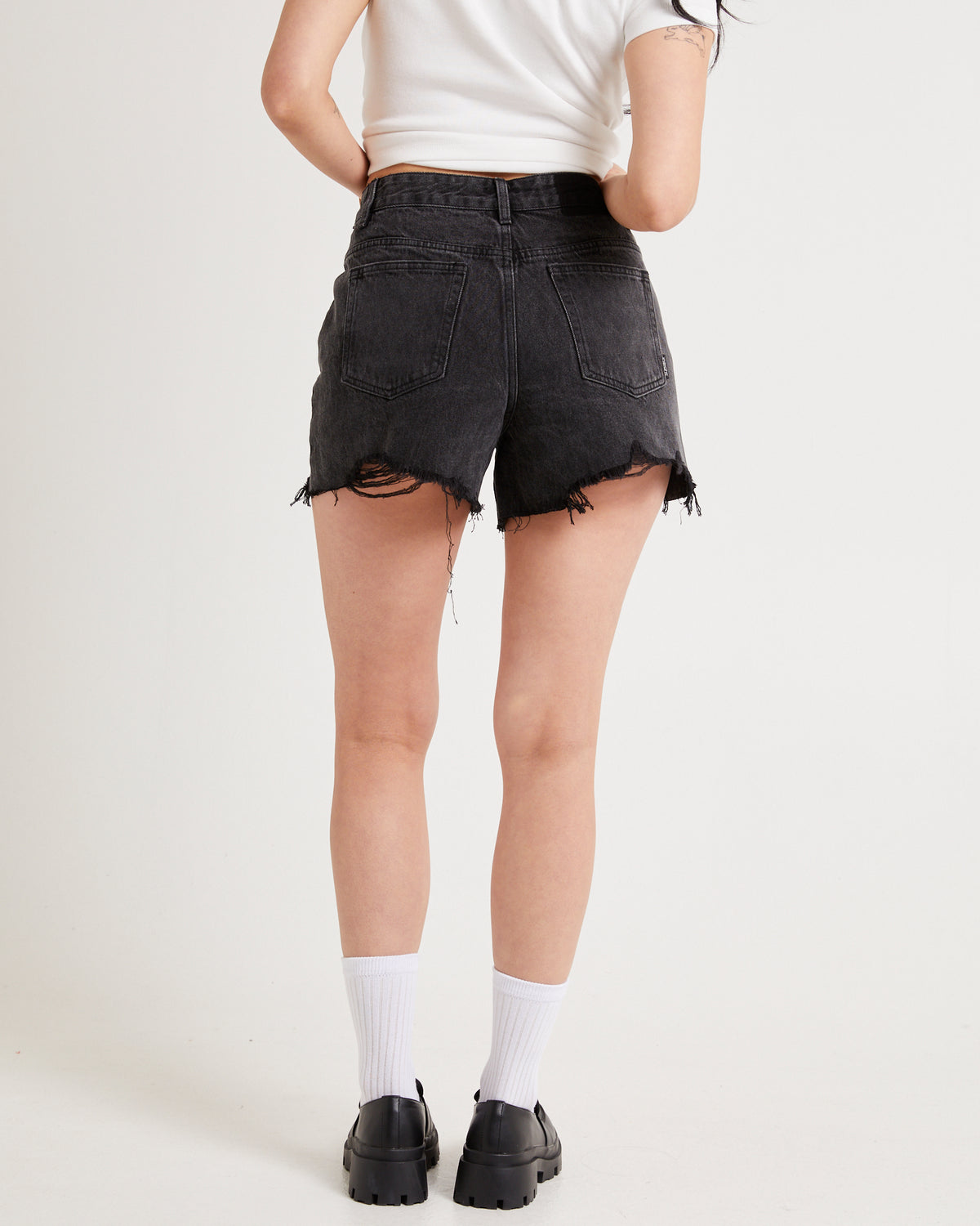 Frankie A-Line Denim Shorts AFTERS BLACK