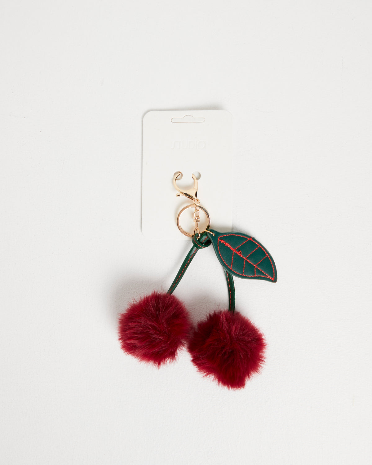Fluffy Cherry Keyring RED