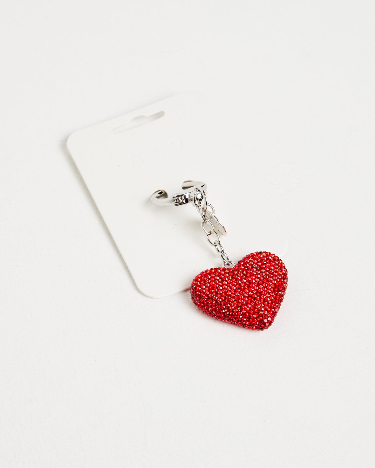 Jewelled Heart Keyring RED