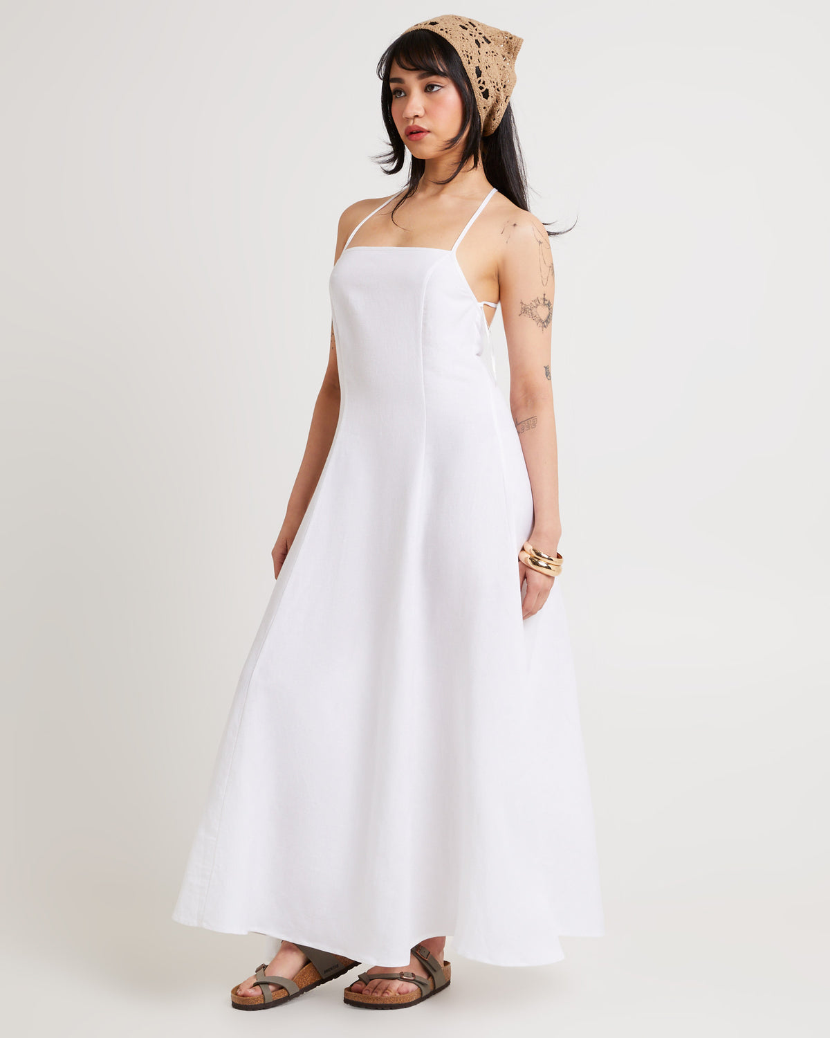 Dinali Linen Dress WHITE