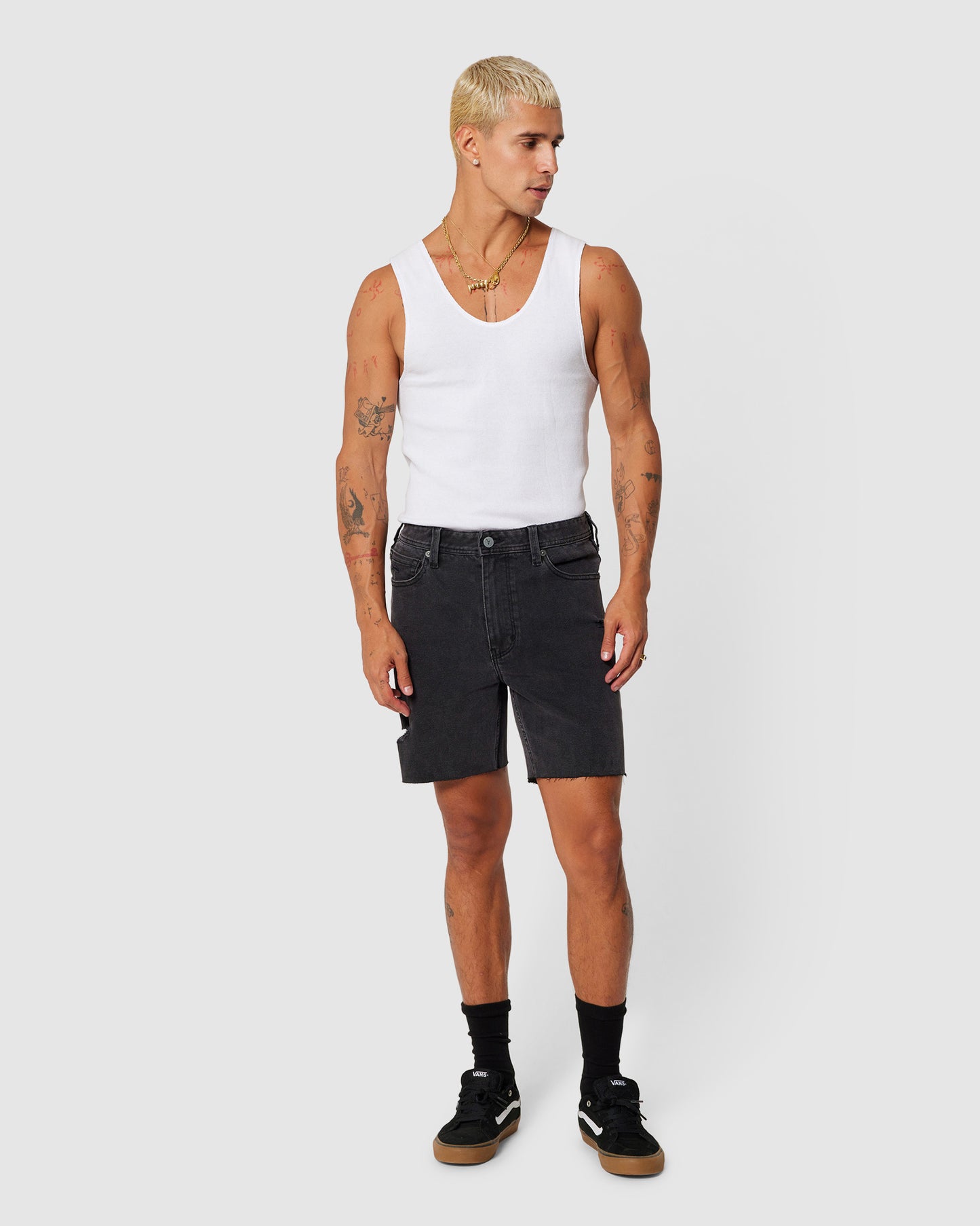 A2 Slim Rip Denim Shorts Bronson
