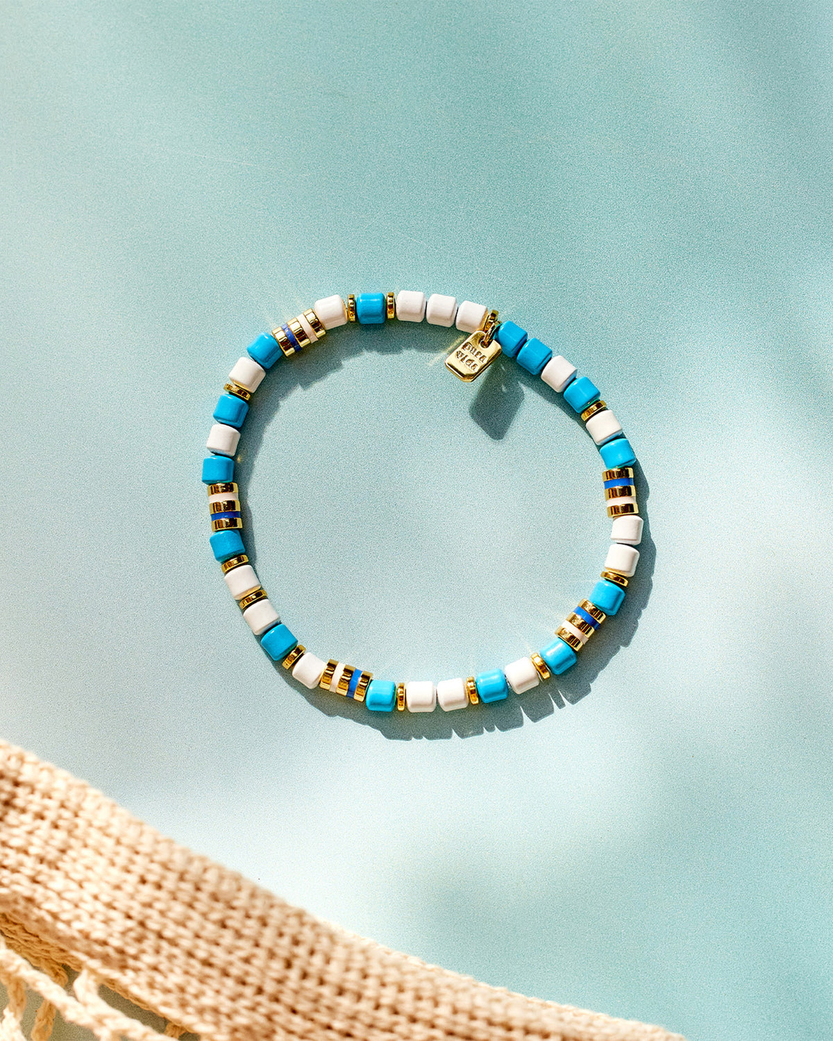 World Water Day Mixed Bead Stretch Bracelet GOLD