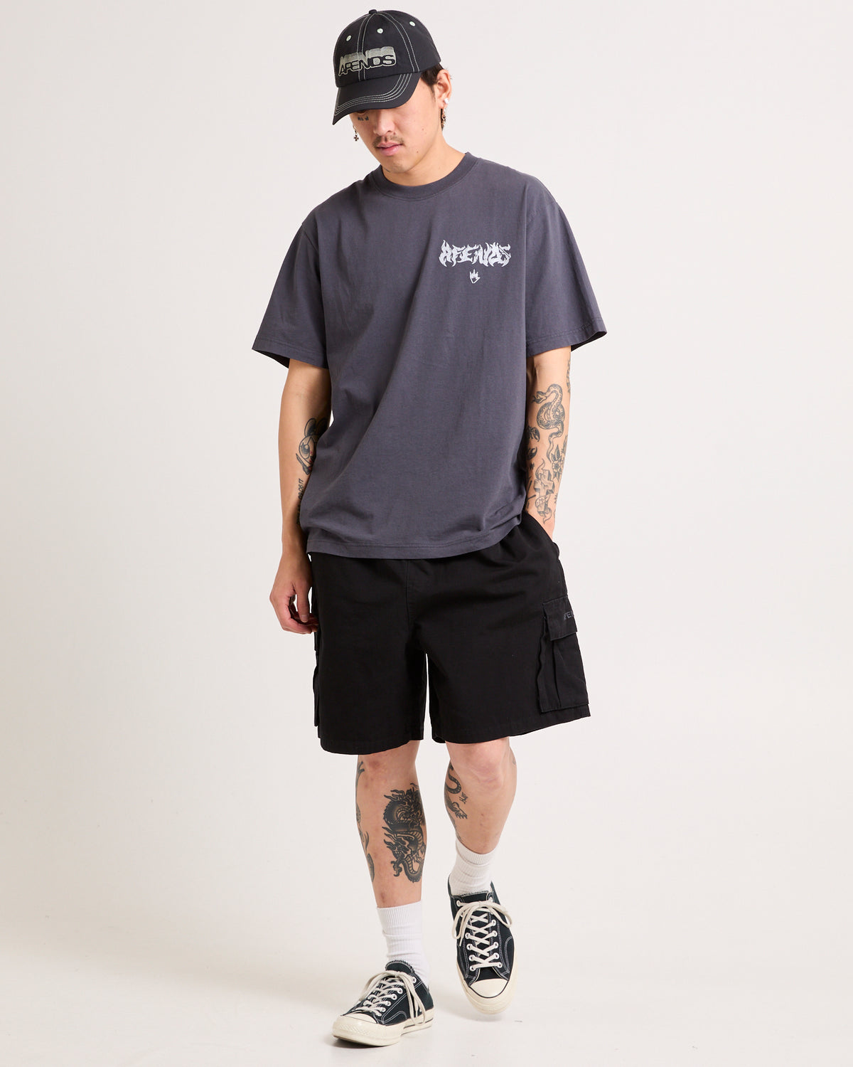 Ripped Out 98 Oversized Cargo Short 20" Black