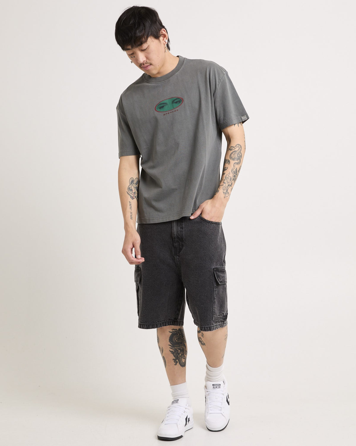 Auckland Cargo Denim Jorts BLACK