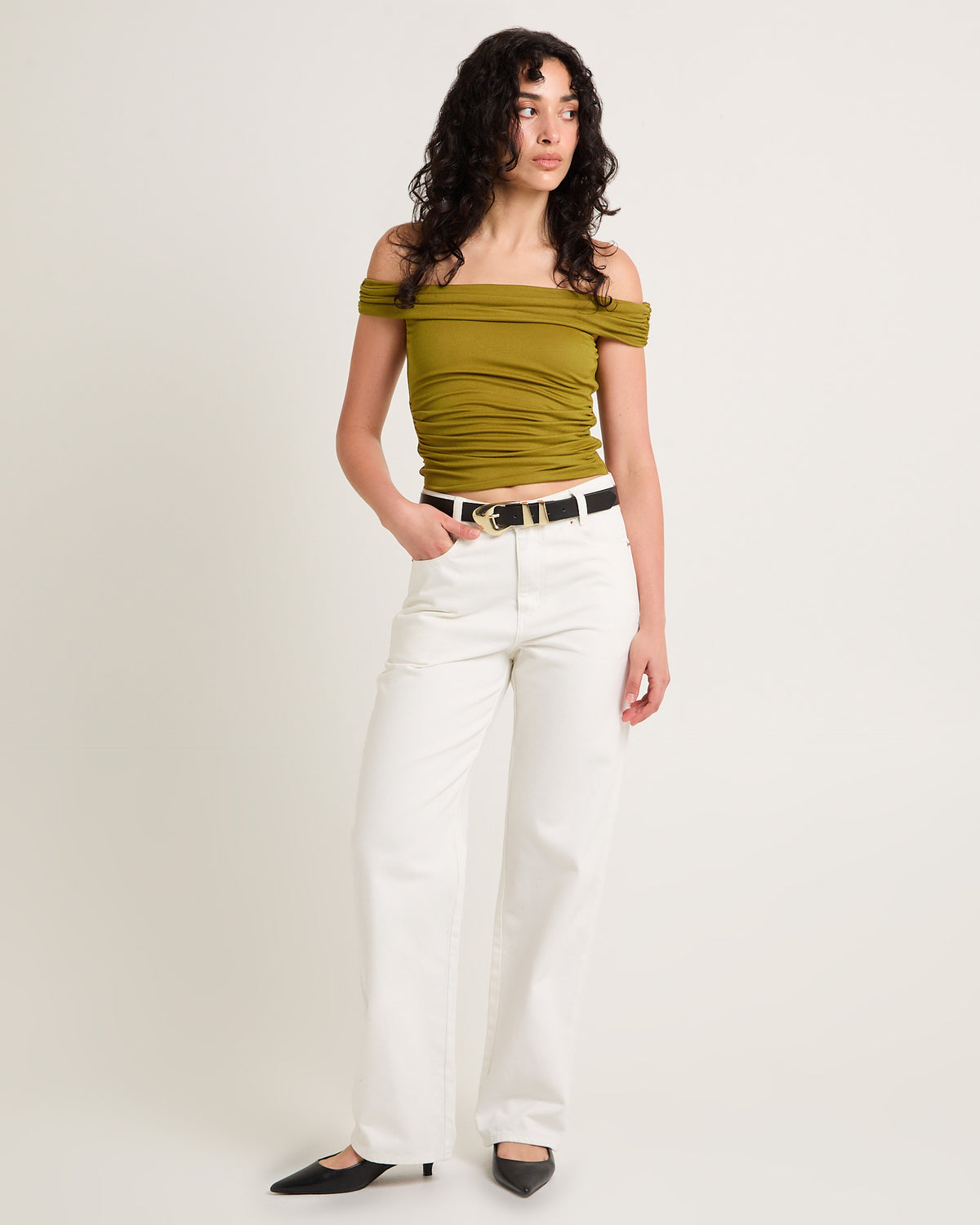 Armani Cold Shoulder Top OLIVE