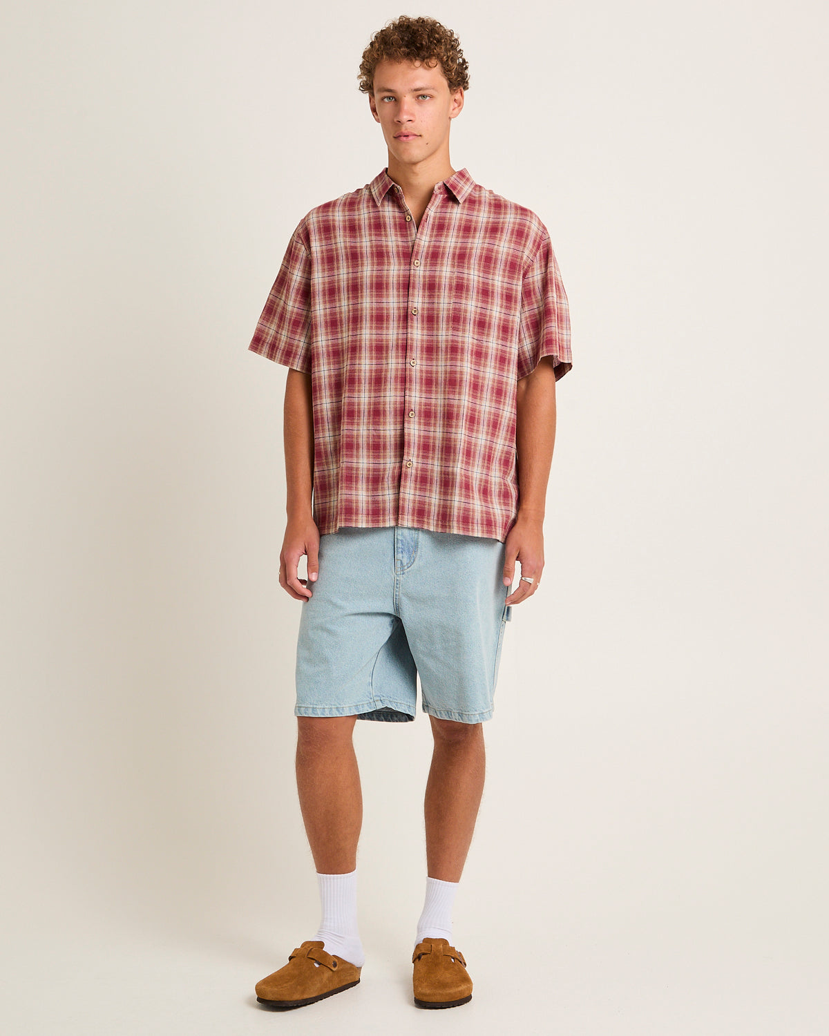 Dazed Check Short Sleeve Resort Shirt RED
