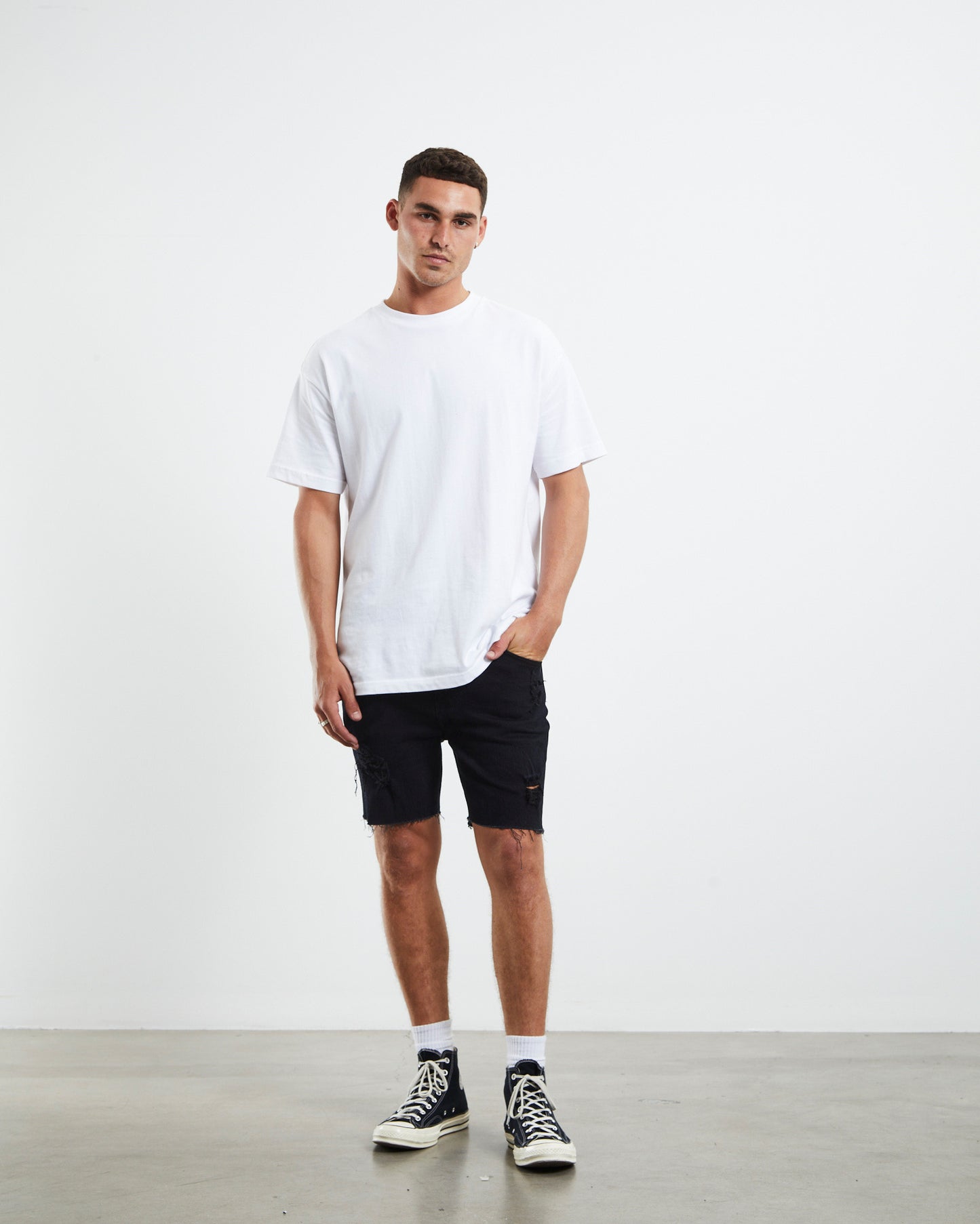 A Dropped Skinny Denim Shorts Mamba Rip