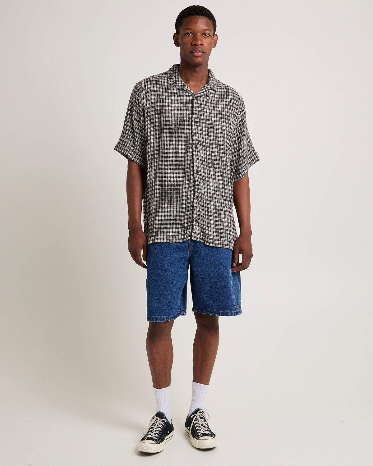 Scorched Harper Denim Baggy Fit Carpenter Shorts Blue