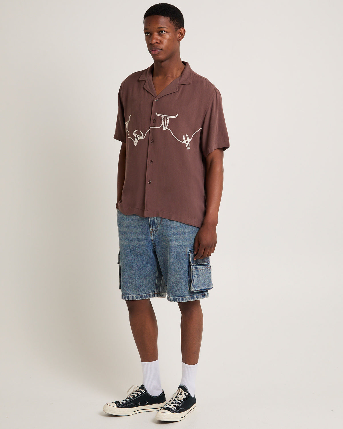 Ole Western Short Sleeve Resort Shirt BROWN