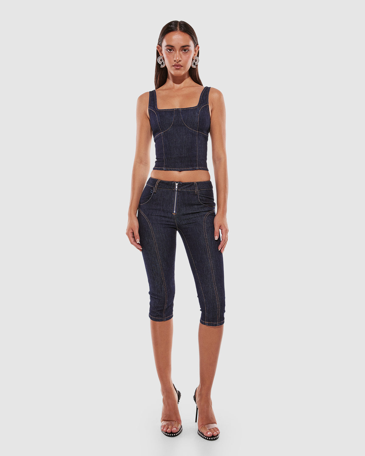 Hannah Denim Top DARK DENIM