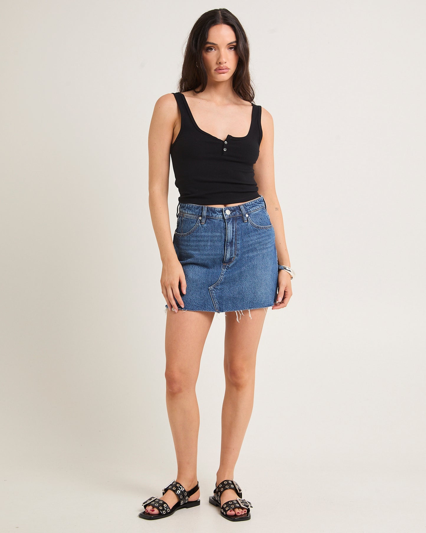 Repair Denim Mini Skirt