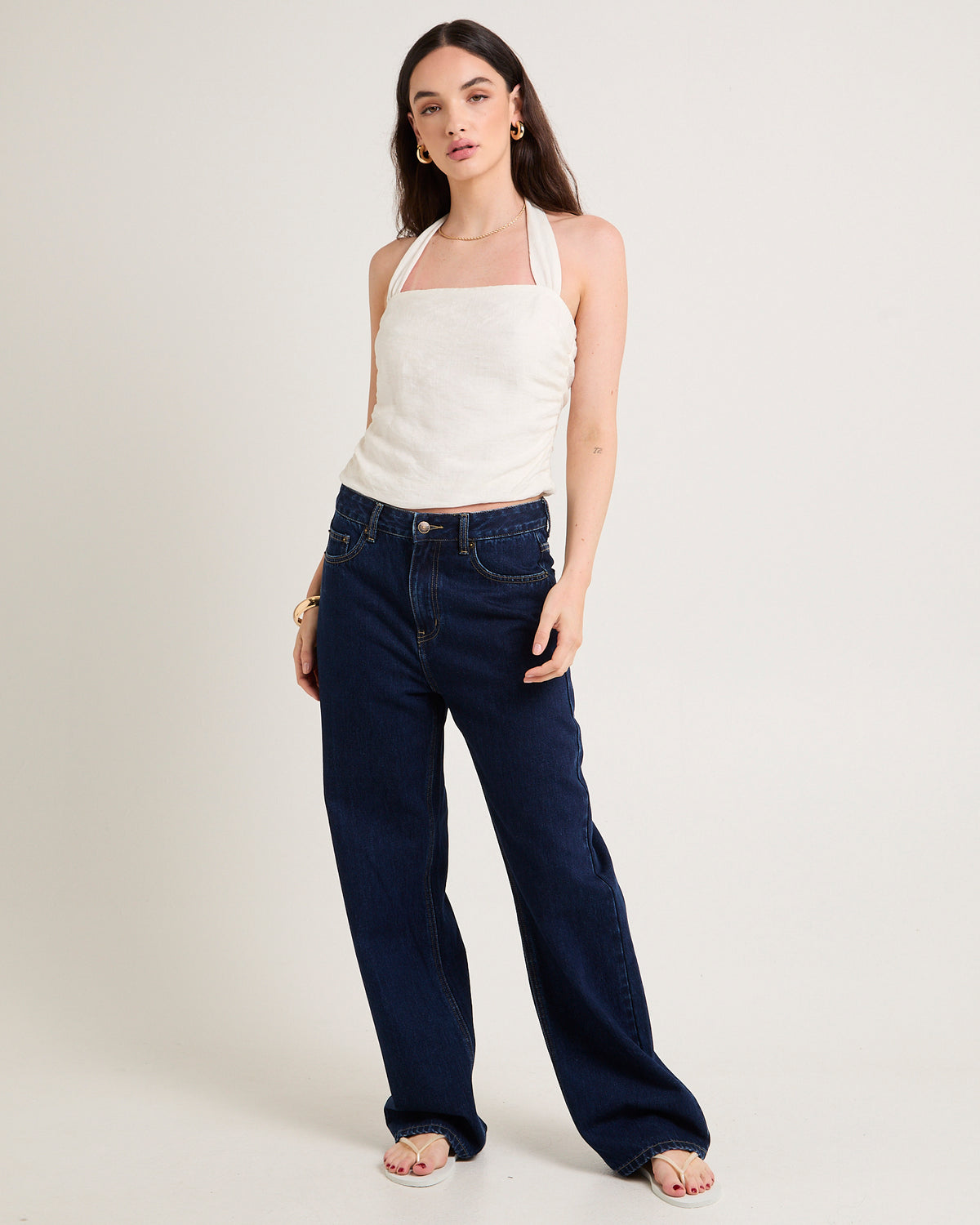 Myrel Gathered Halter WHITE