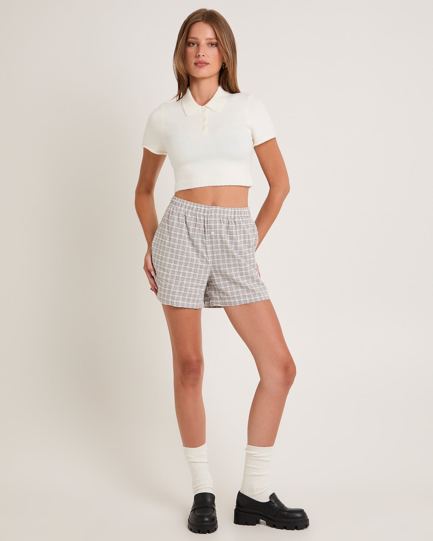 Amber Crop Polo Knit