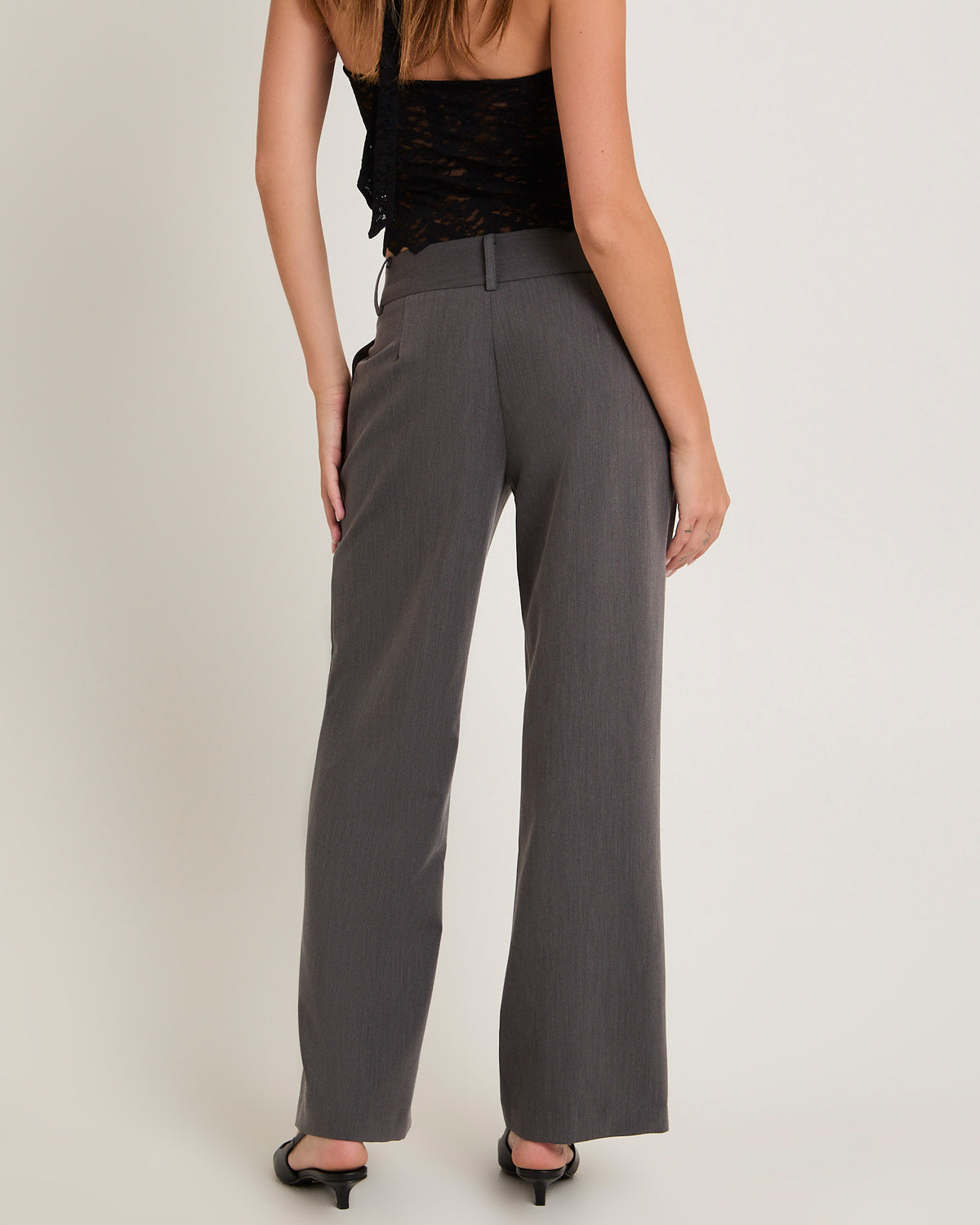 Lucia Baggy Low Rise Pants CHARCOAL