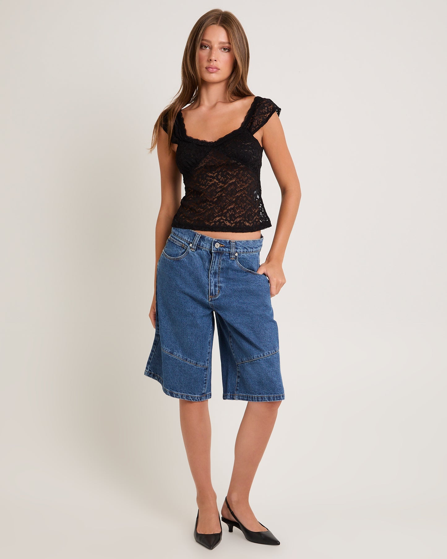 95 Super Baggy Denim Jorts Panels Bella