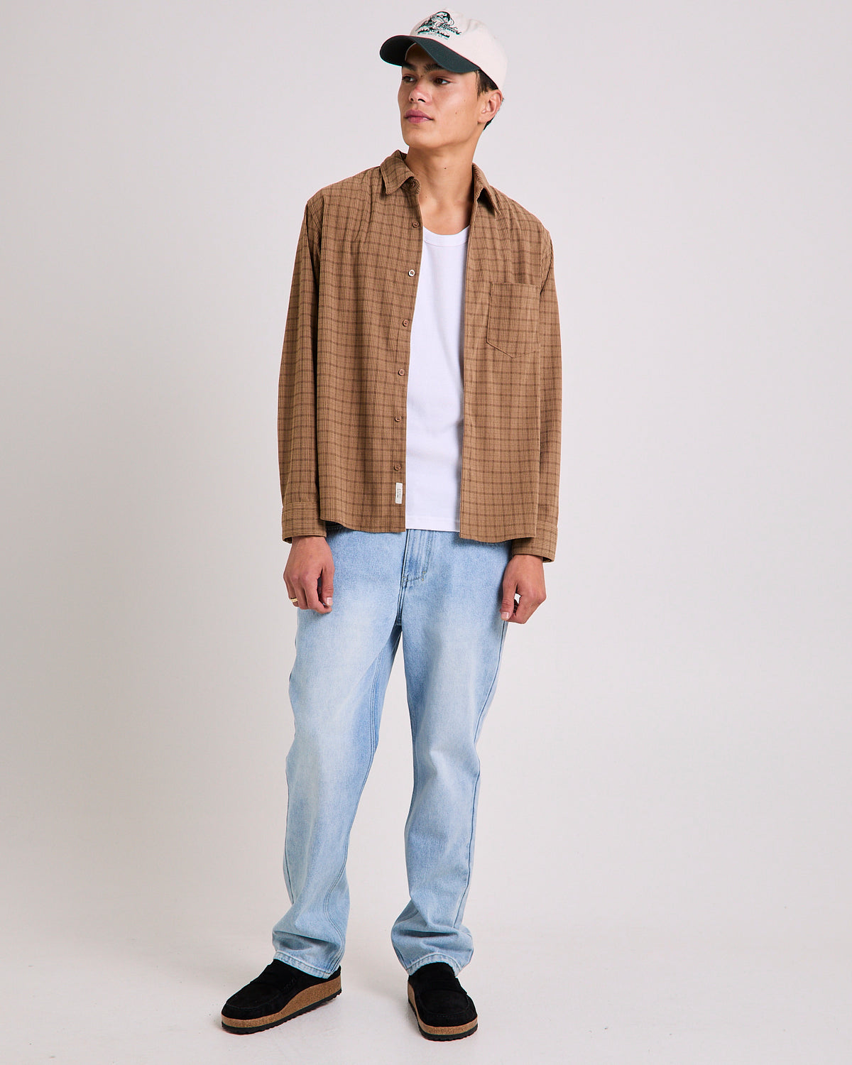 Murphy Check Cord Long Sleeve Shirt TAN