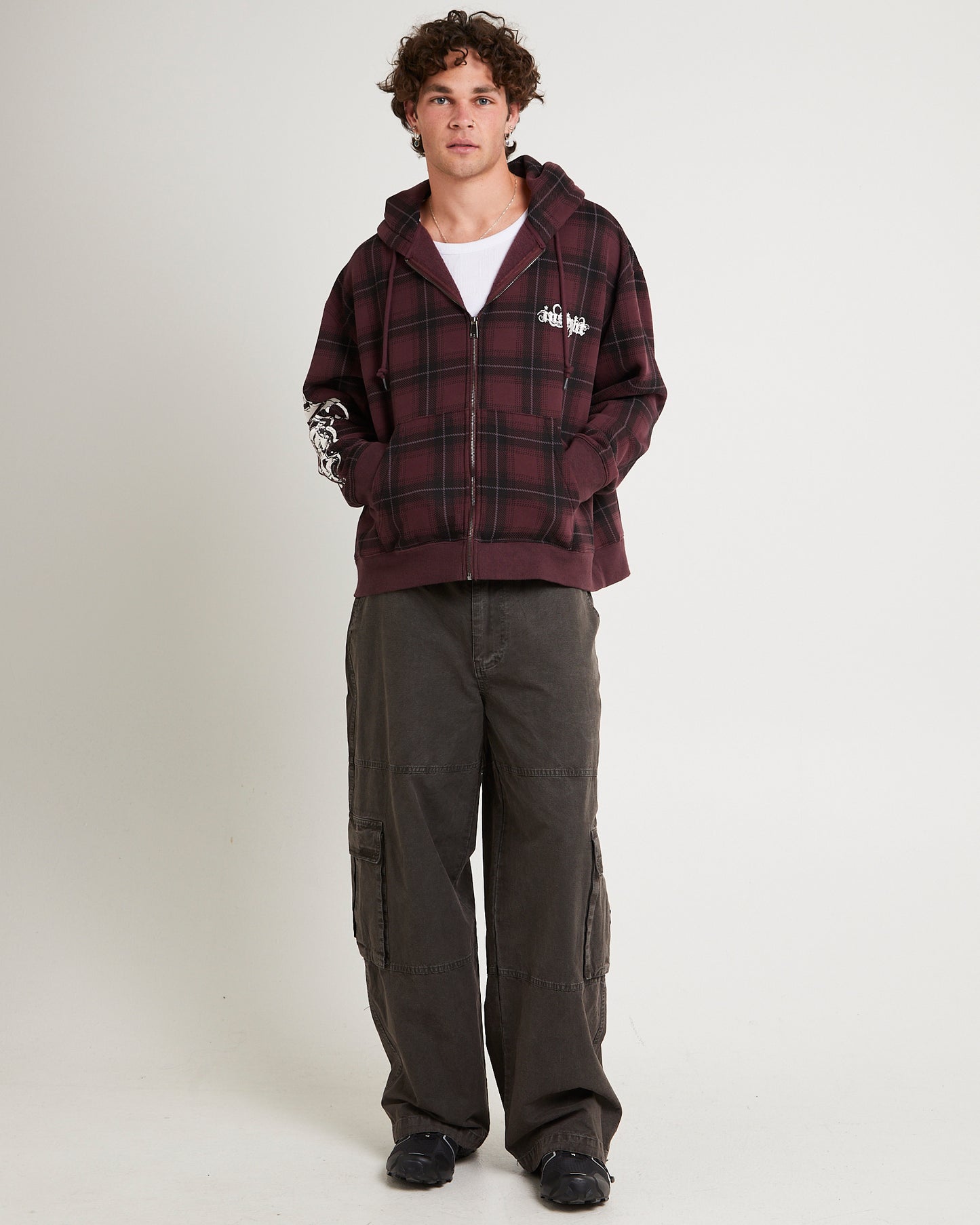 Yard Check Zip Through Hoodie