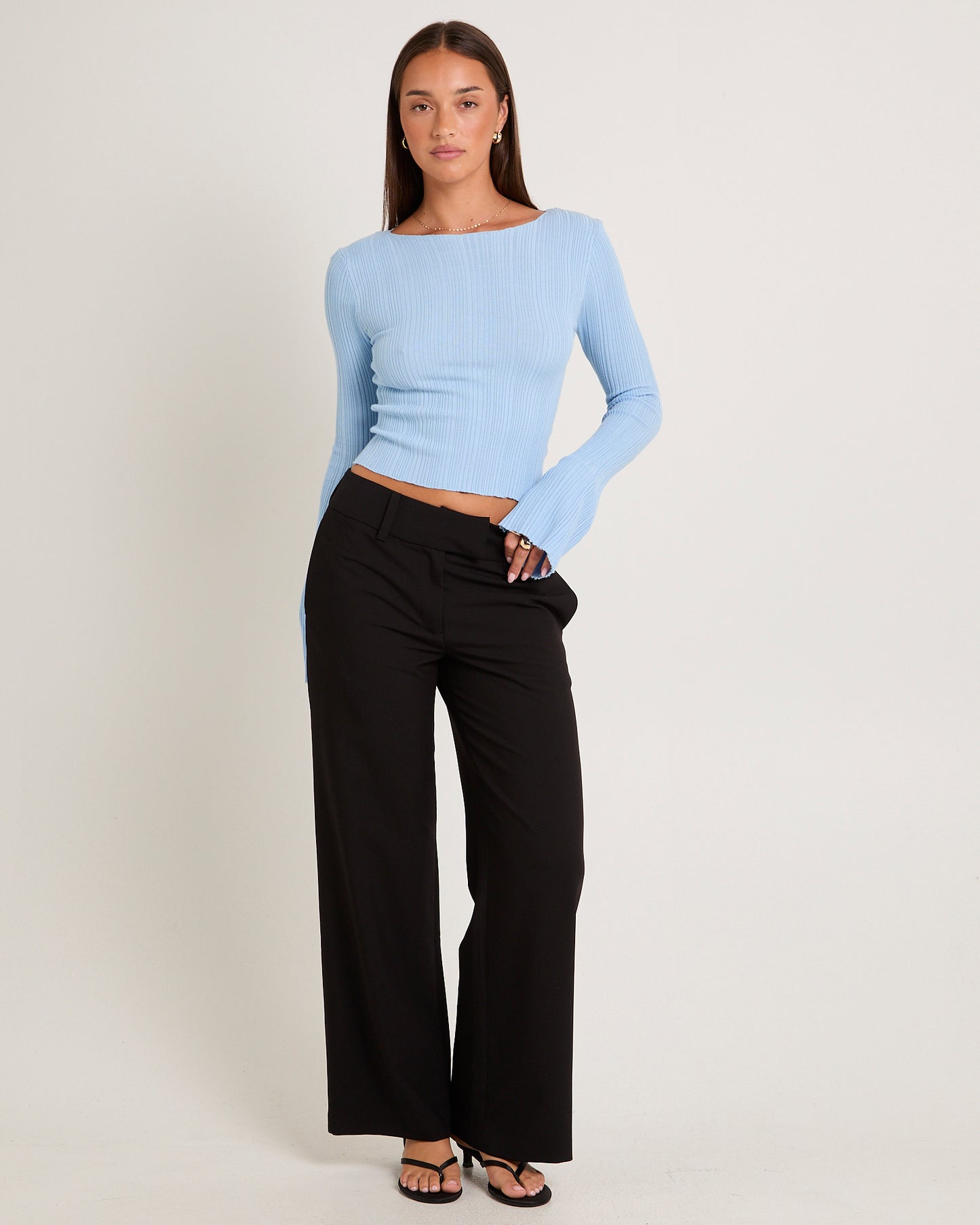 Hally Boat Neck Long Sleeve Knit Top