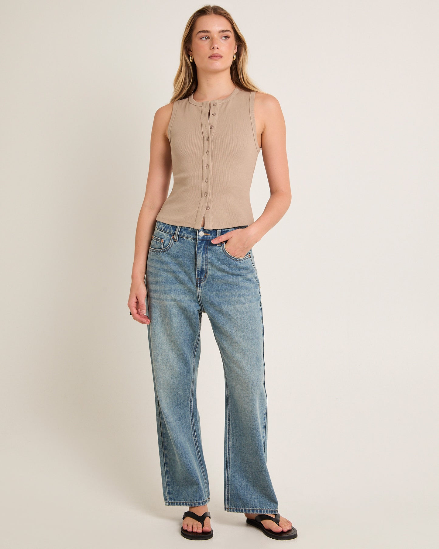 Zoe Button Front Tank Top