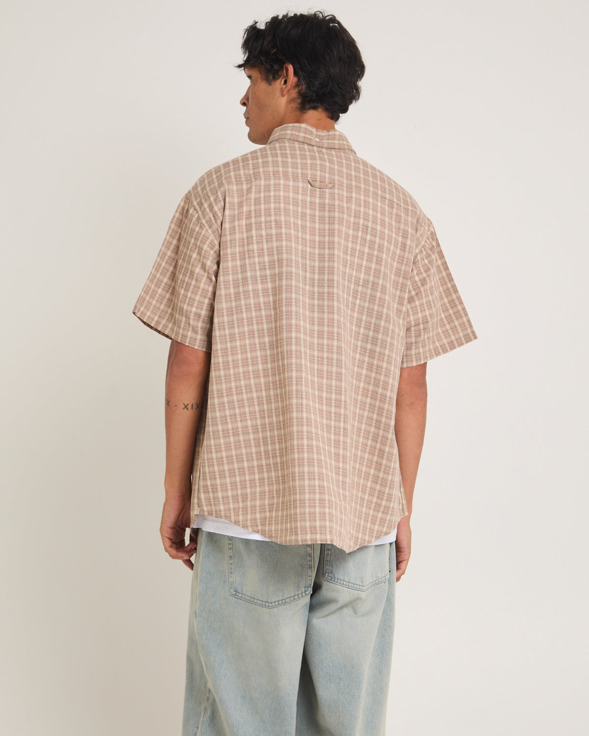 Yard Plaid Short Sleeve Shirt ORANGE