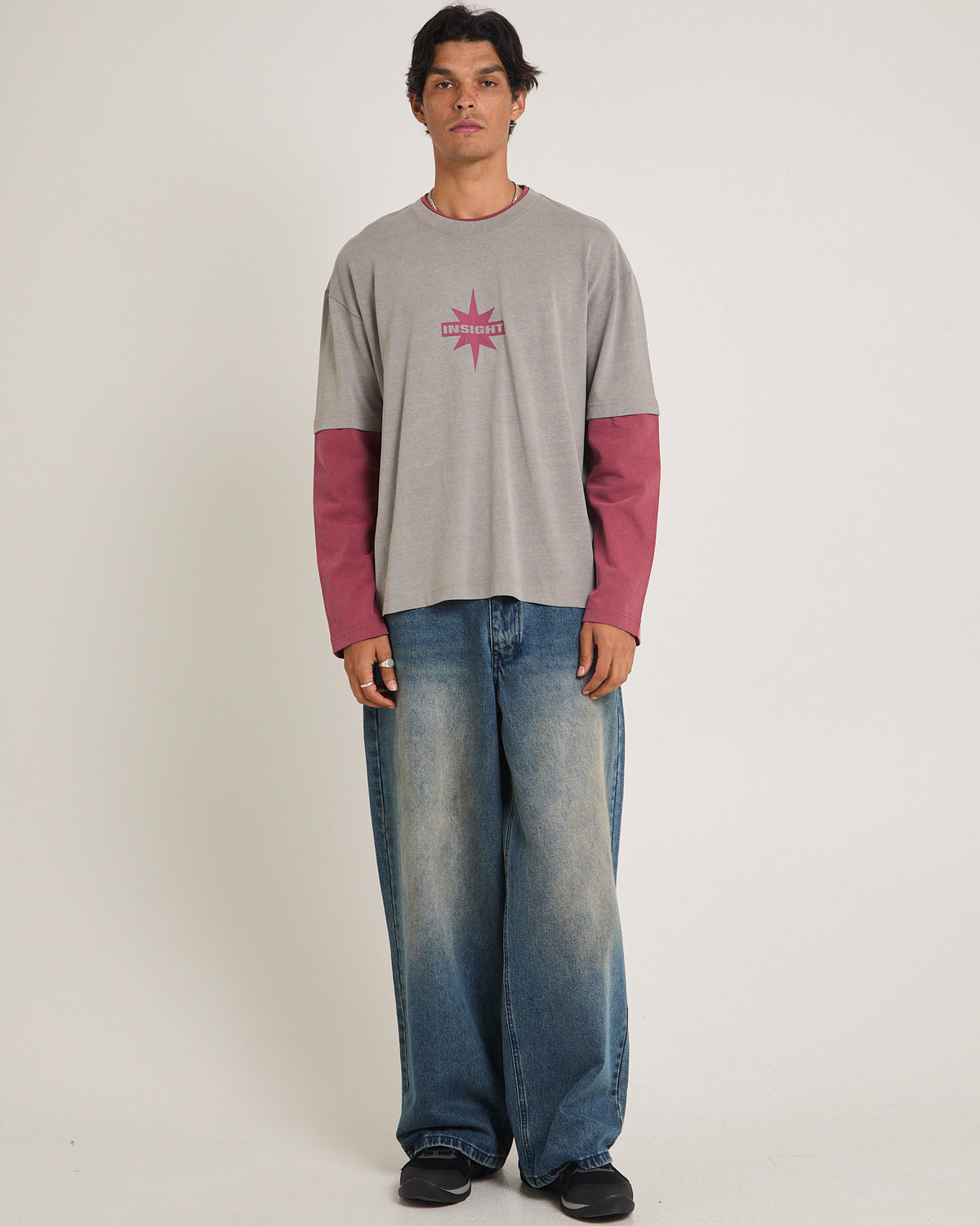 Orb Double Layer Long Sleeve T-Shirt GREY