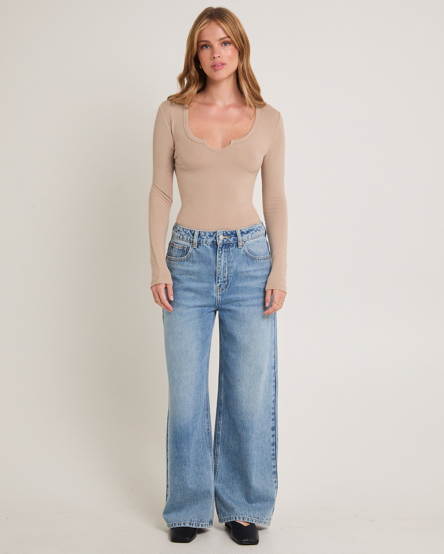 Slinky Scoop Neck Long Sleeve