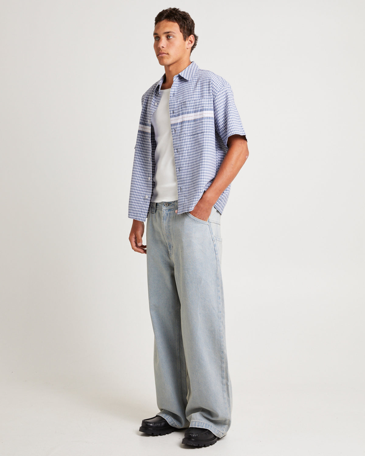 A7 Mega Baggy Denim Jeans Wayne BLEACHED VINTAGE INDIGO