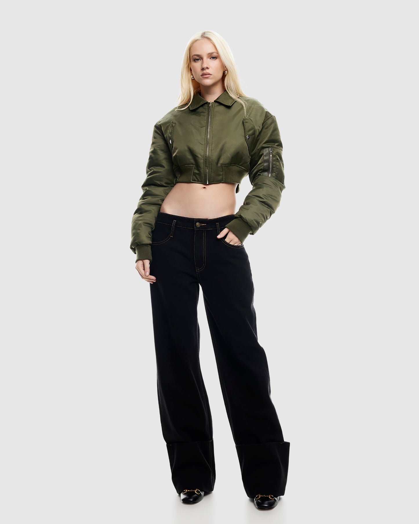 Essential Cropped Bomber Jacket