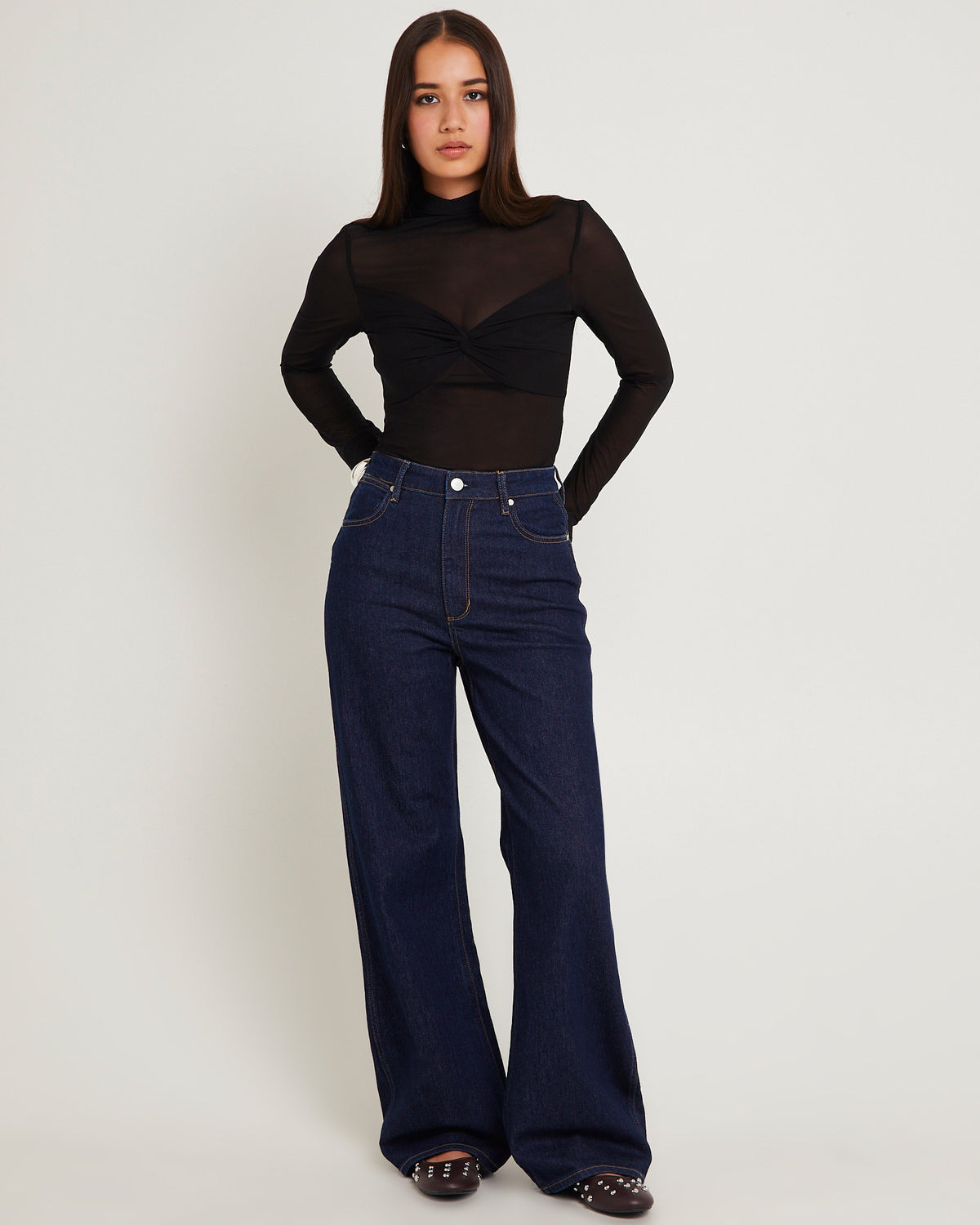 Hi Bells Flared Denim Jeans Highway Black INKSPOT