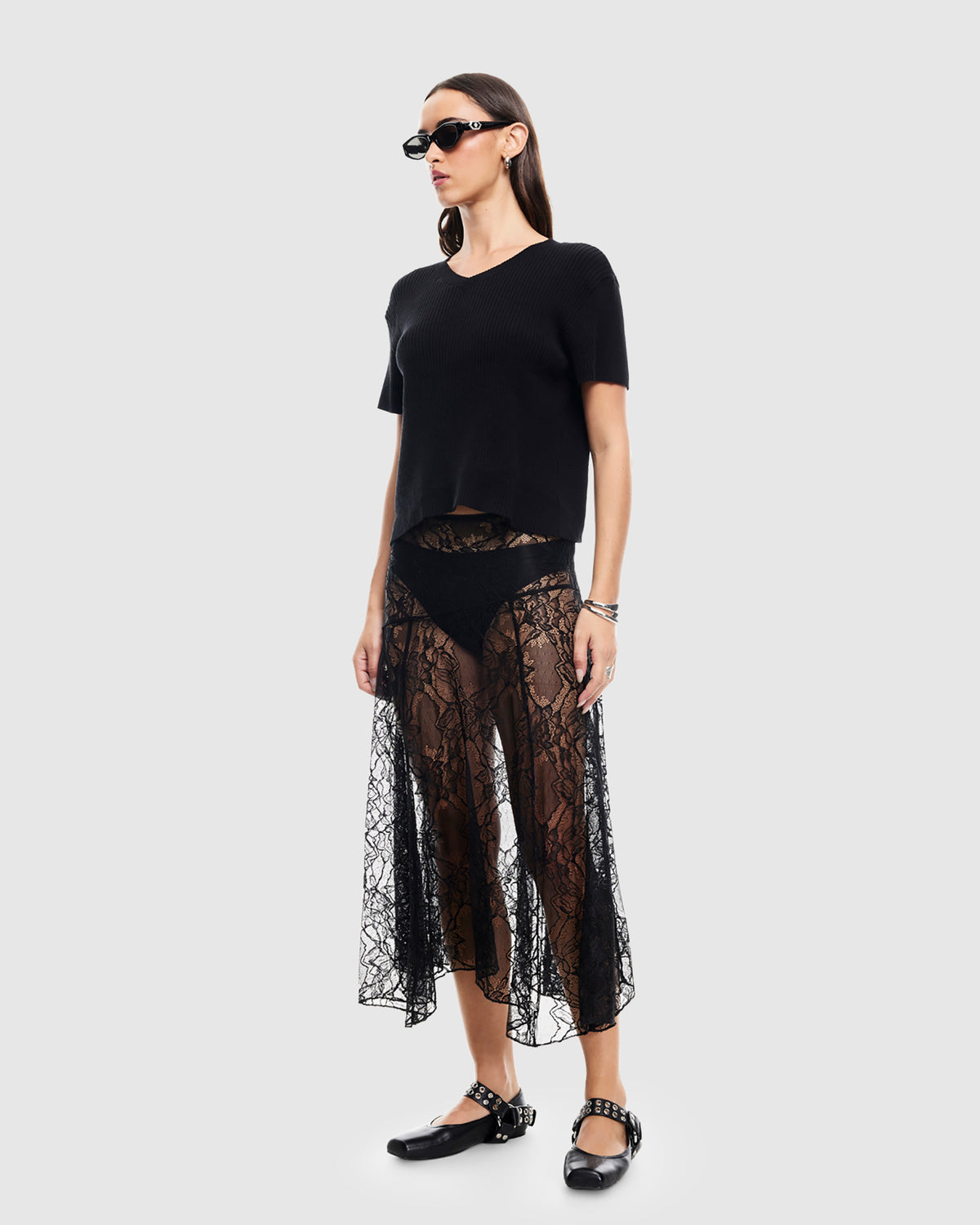 In Bloom Lace Midi Skirt ONYX