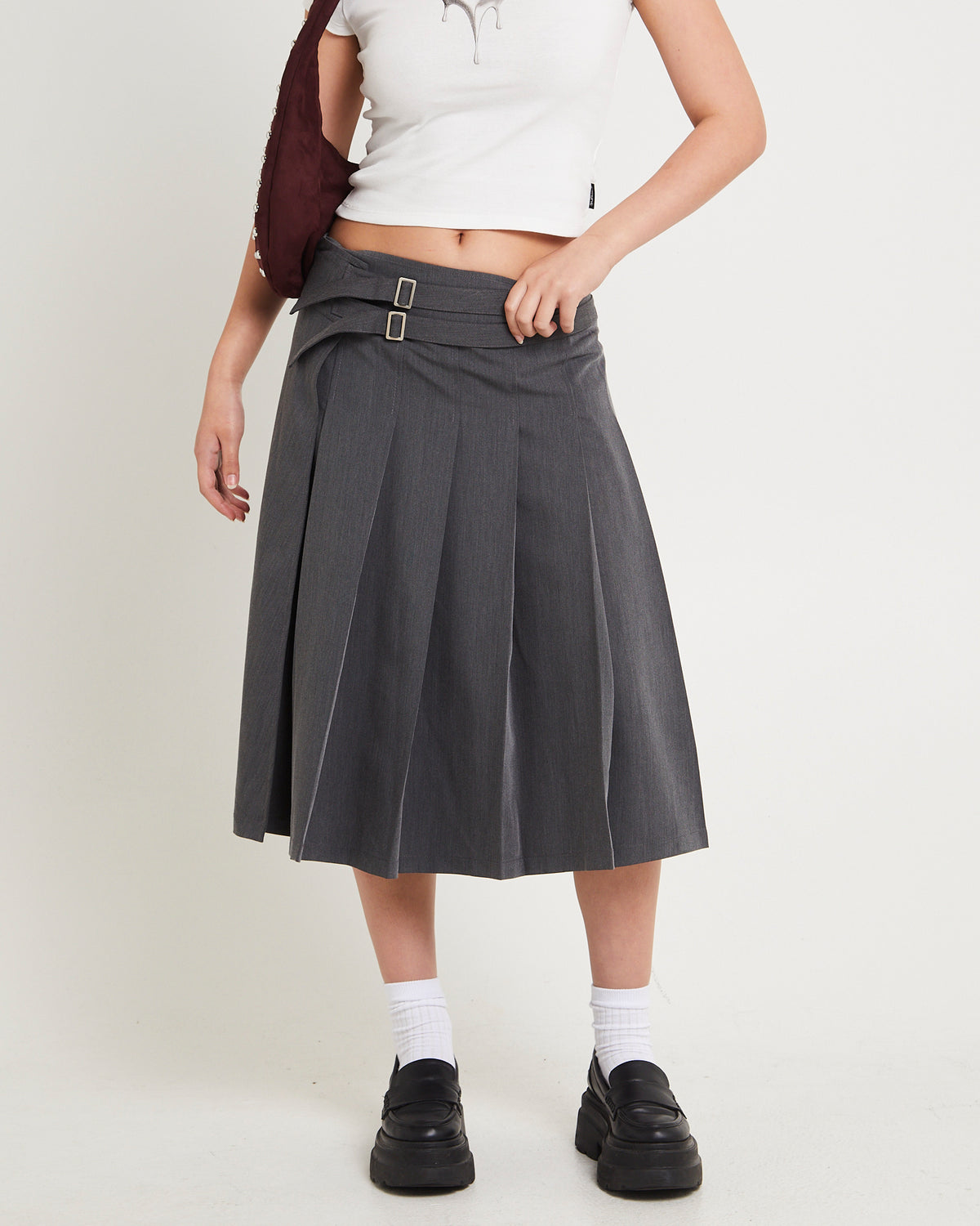 Eriksen Pleated Midi Skirt GREY