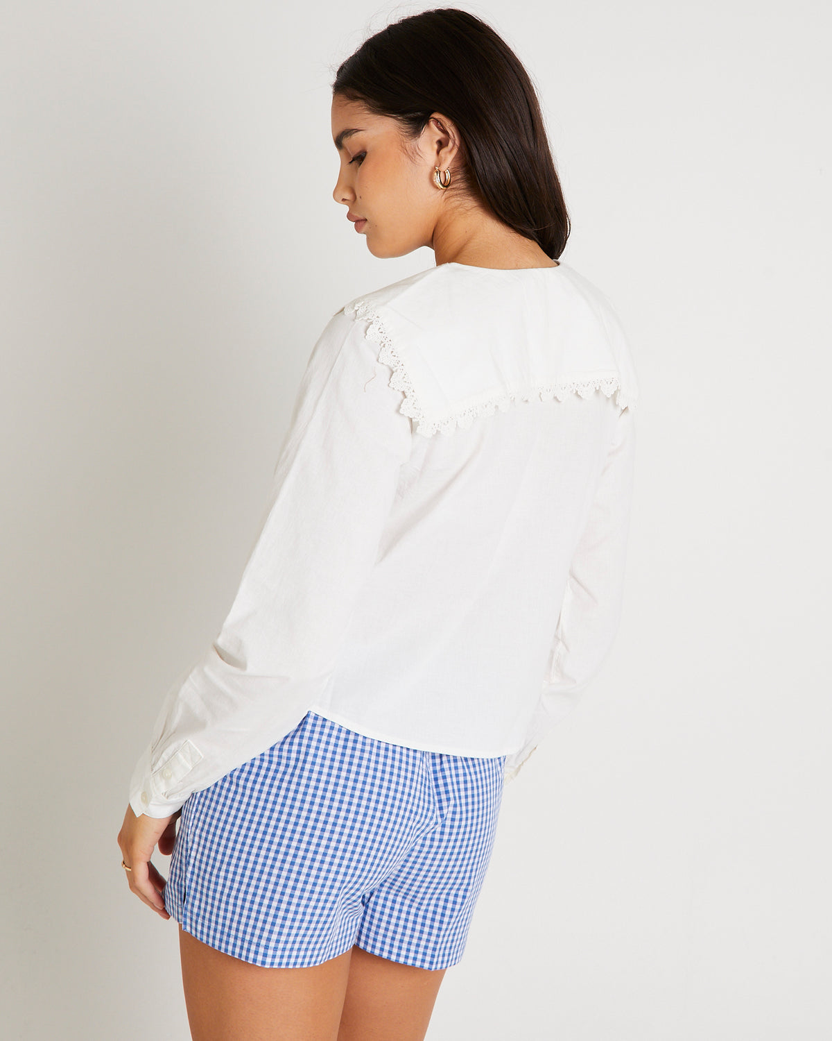 BDG Long Sleeve Collar Blouse WHITE