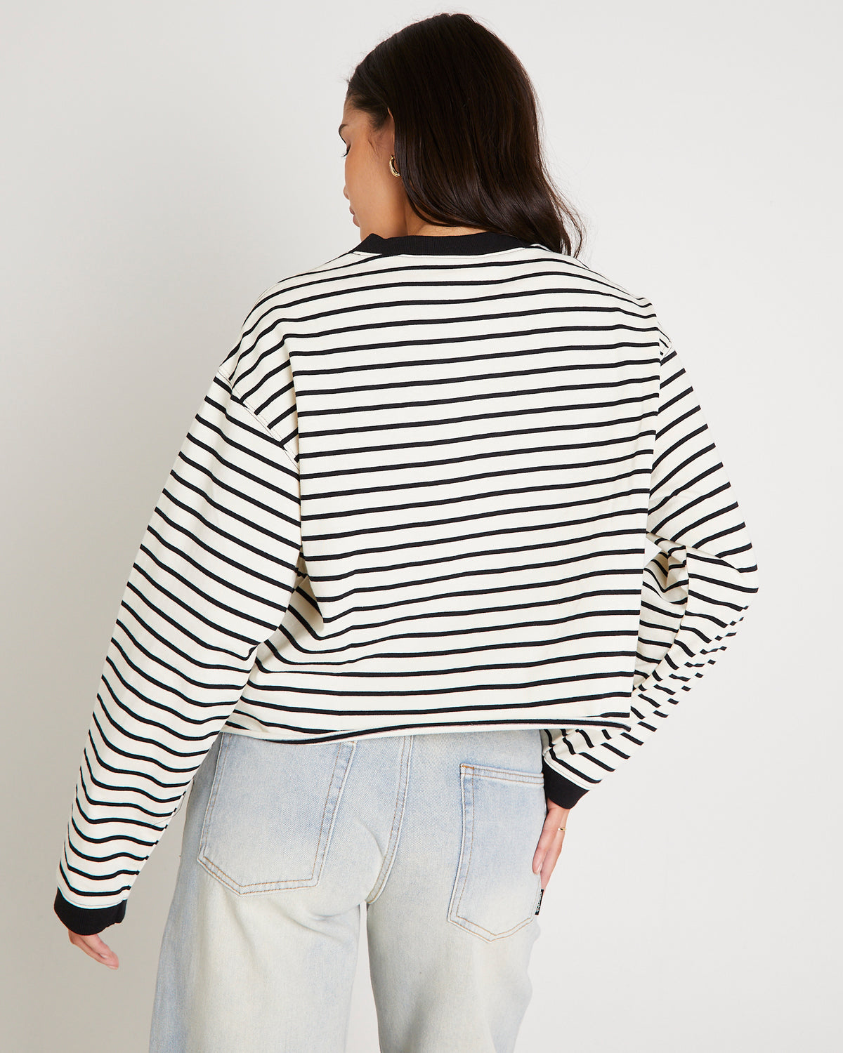 Long Sleeve Stripe Top BLACK/WHITE