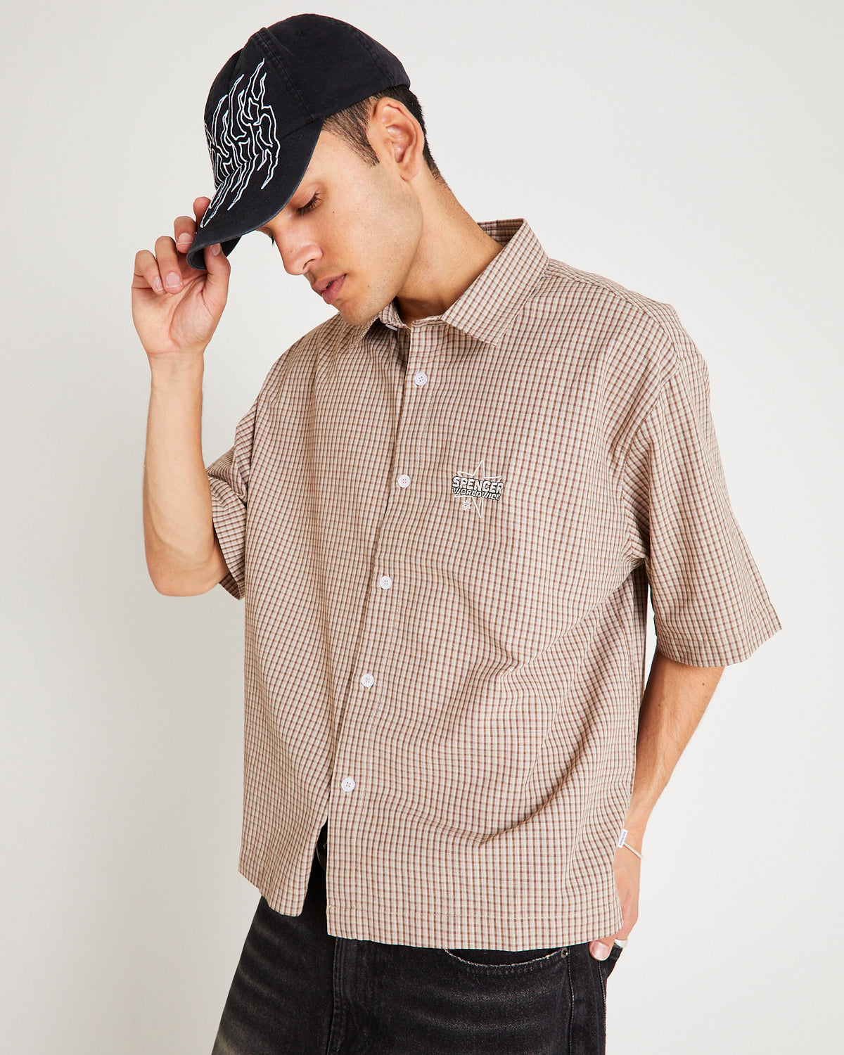 Tagger Short Sleeve Skate Shirt BROWN CHECK