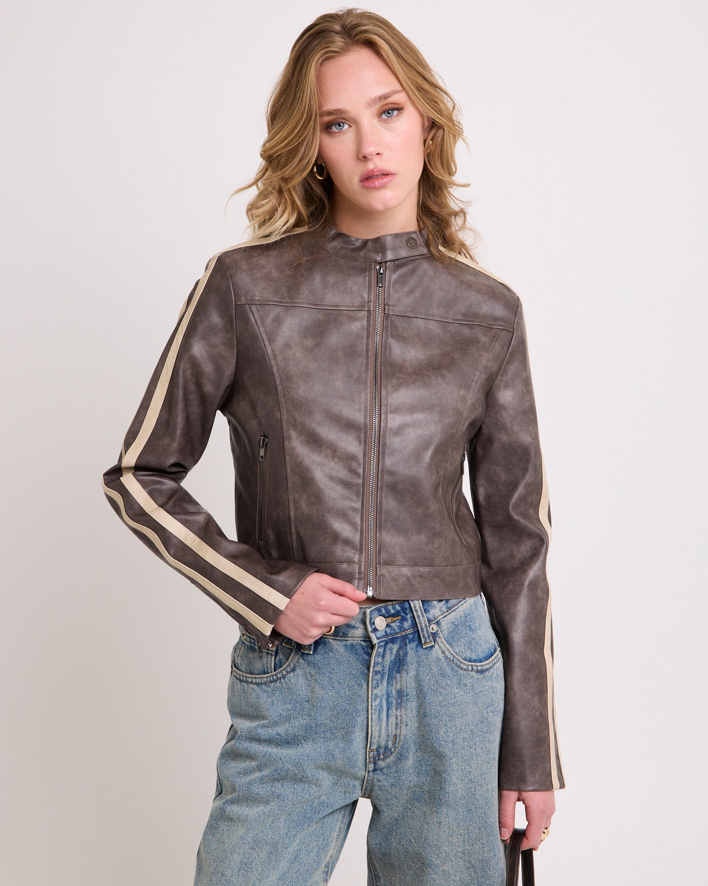 Ryda Leather Look Moto Jacket