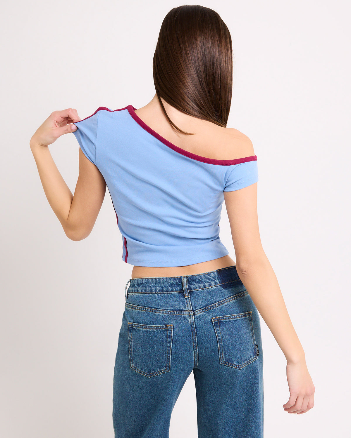 Angel Numbers One Shoulder Top BLUE