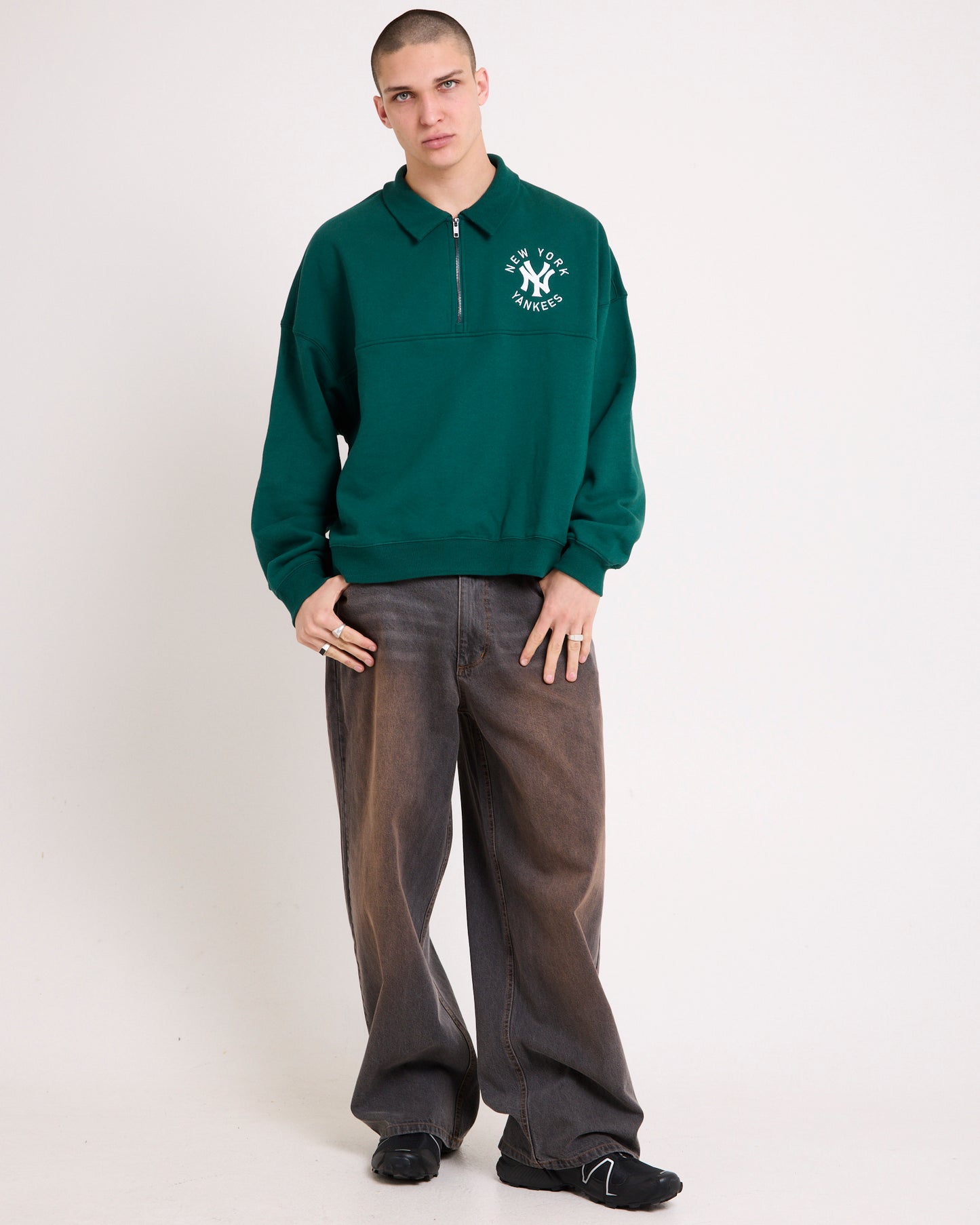 Yankees Half Zip Collared