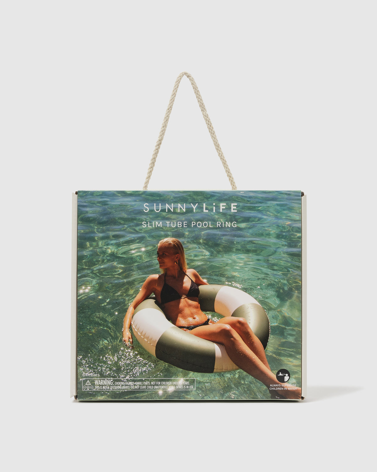Slim Tube Pool Ring SAGE STRIPE