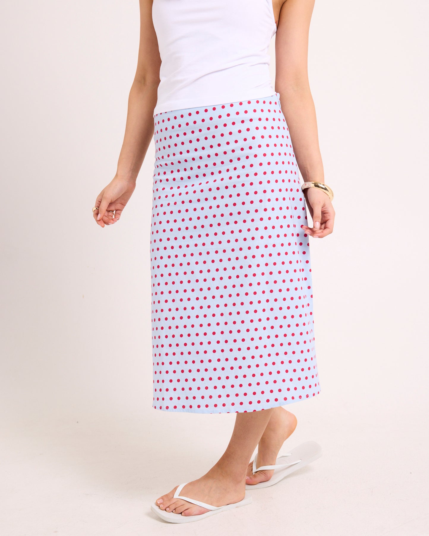 Billy Polka Slip Midi Skirt