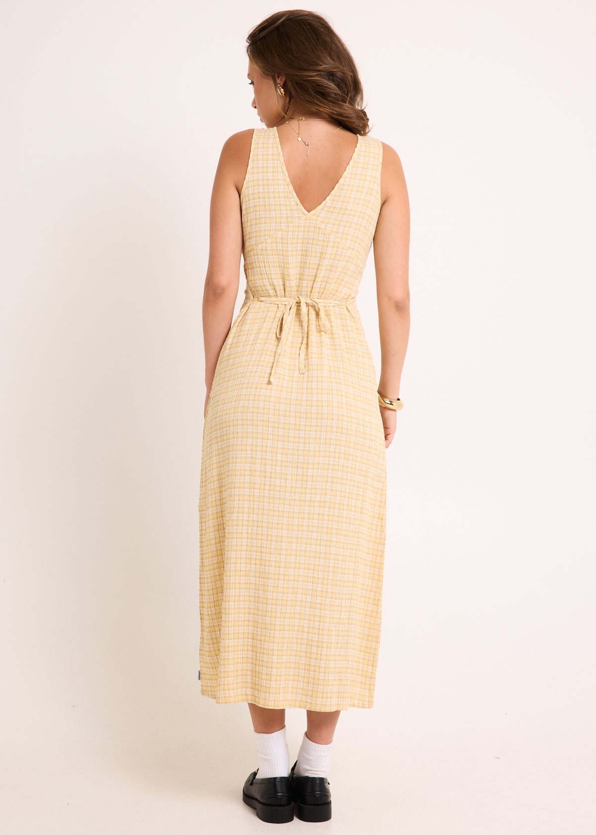 Sunday Seersucker Check Maxi Dress LEMON CHECK