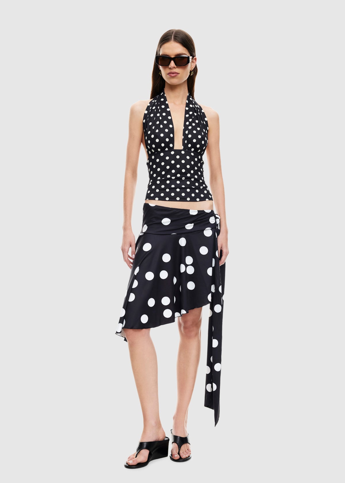 Safari Midi Skirt NOIR POLKA