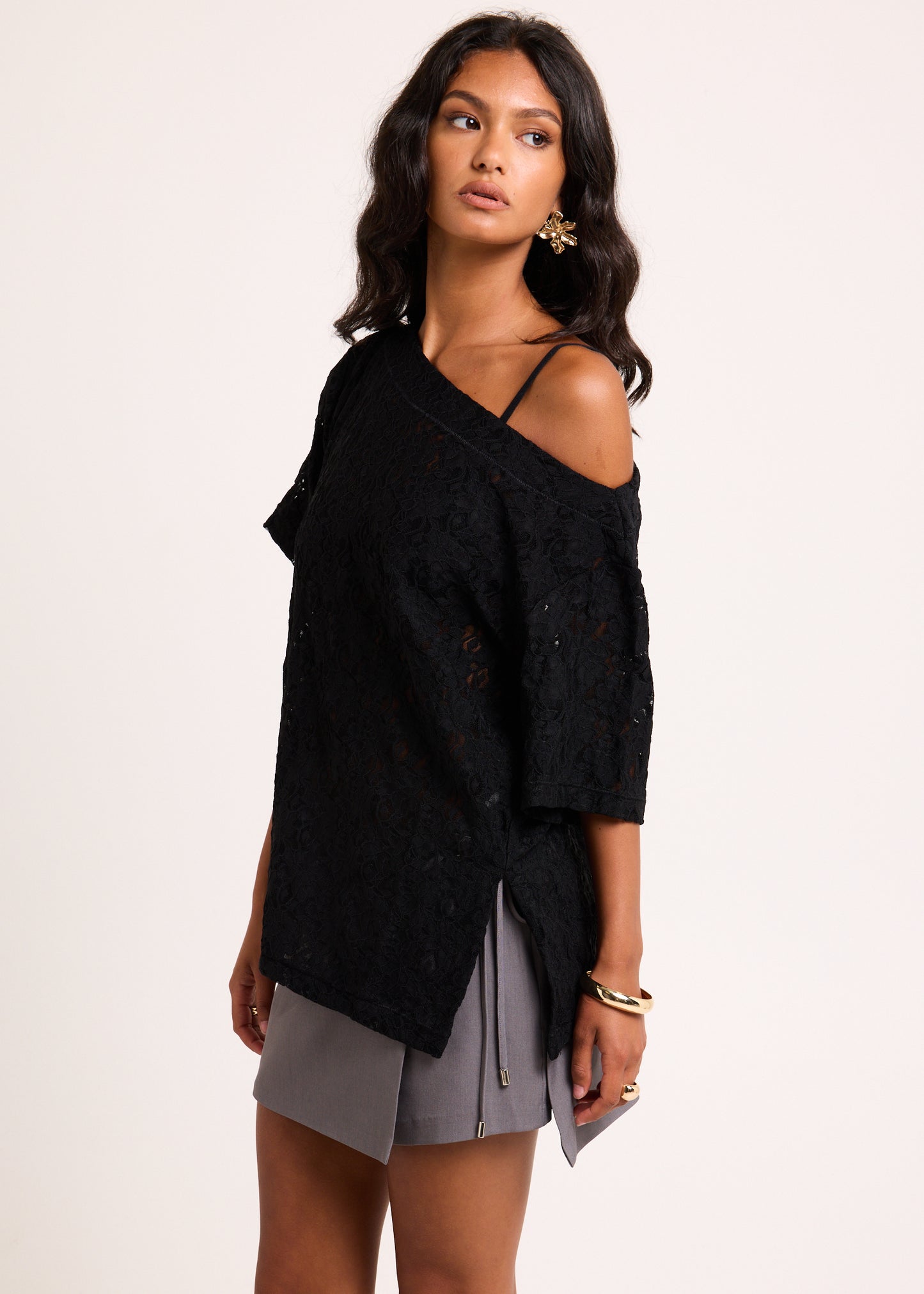 Louis Asymmetric Lace Top
