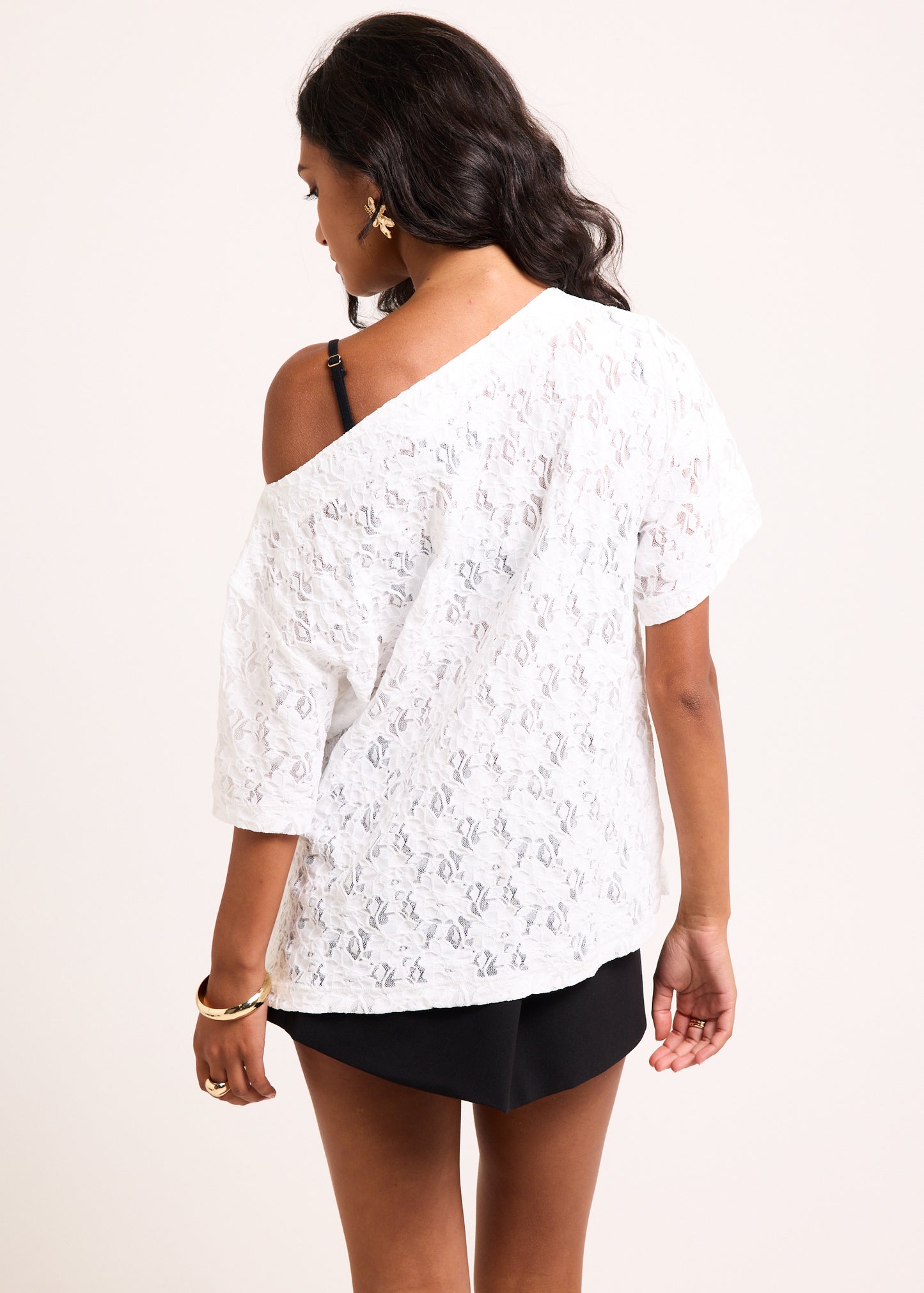 Louis Asymmetric Lace Top