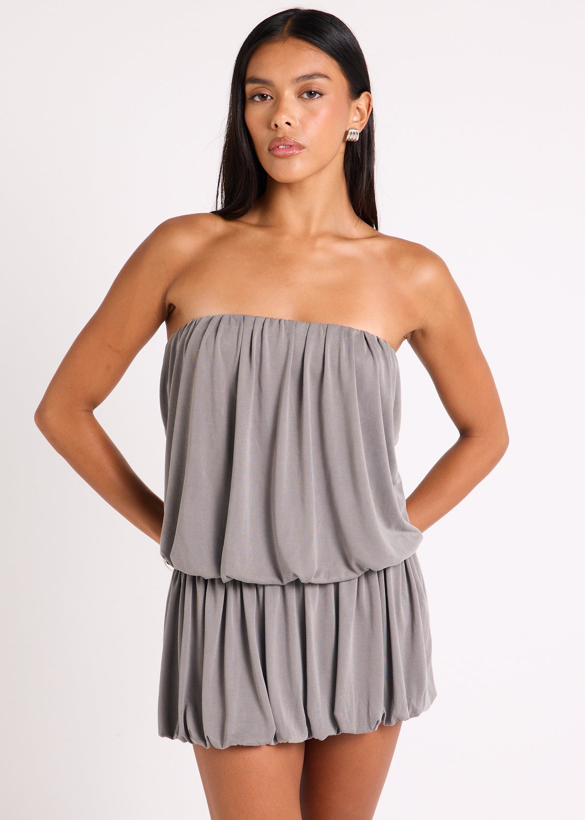 Rhea Strapless Mini Dress GREY