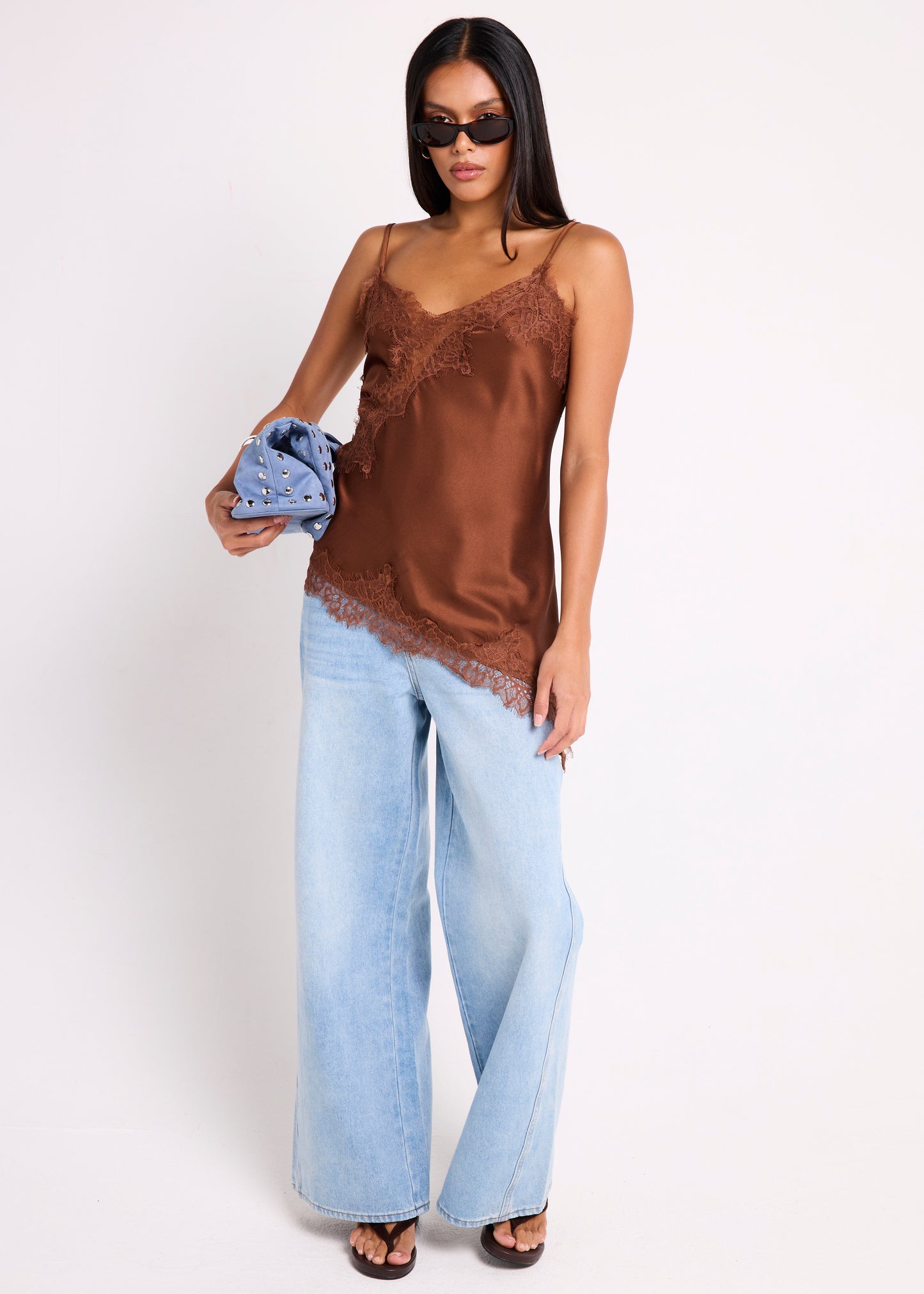 Hollie Asym Hem Lace Satin Cami