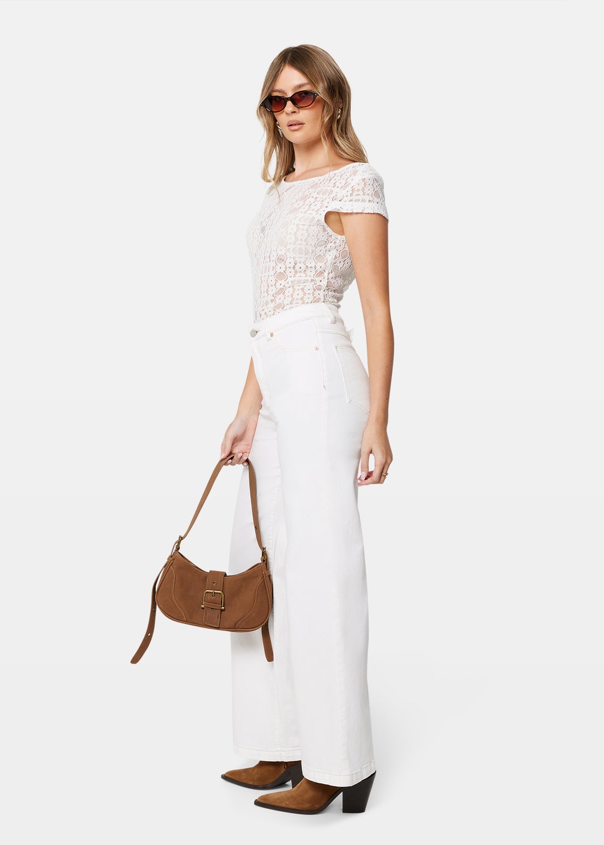 94 High & Wide Denim Jeans WESTERN WHITE