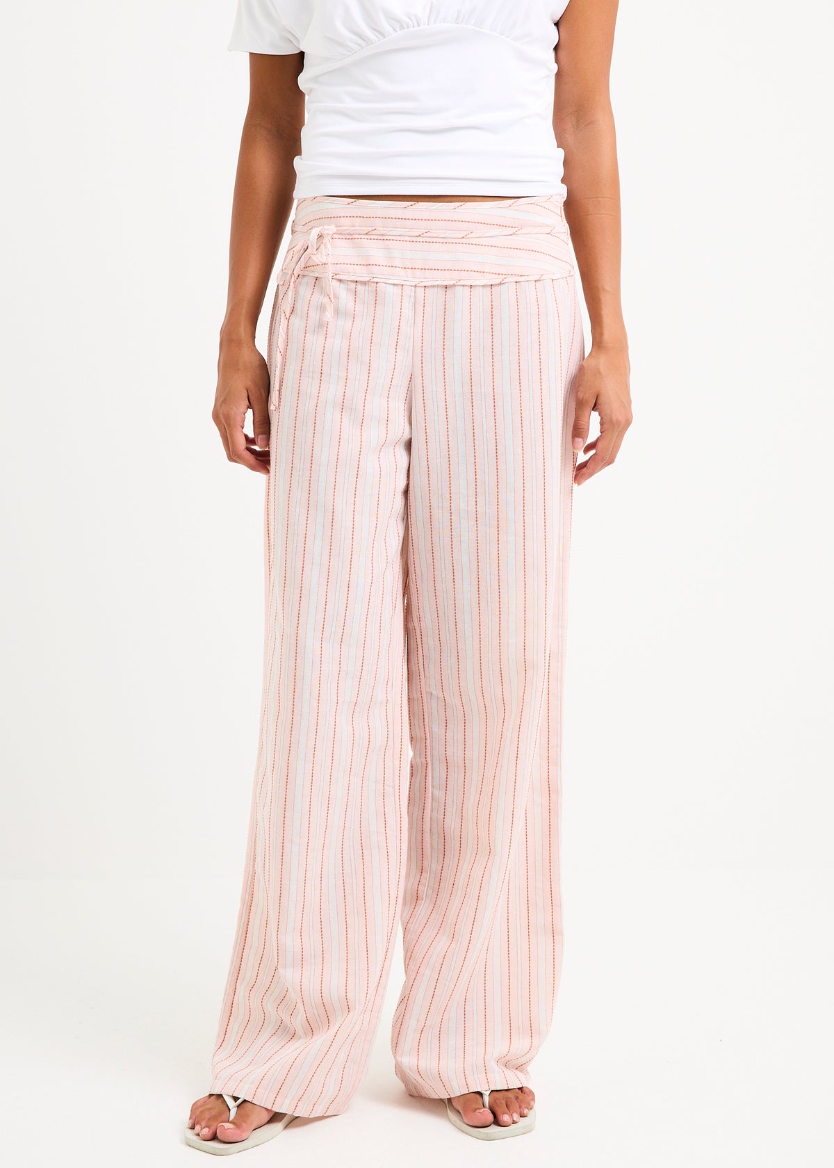 Ines Stripes Low Rise Pants PINK STRIPE