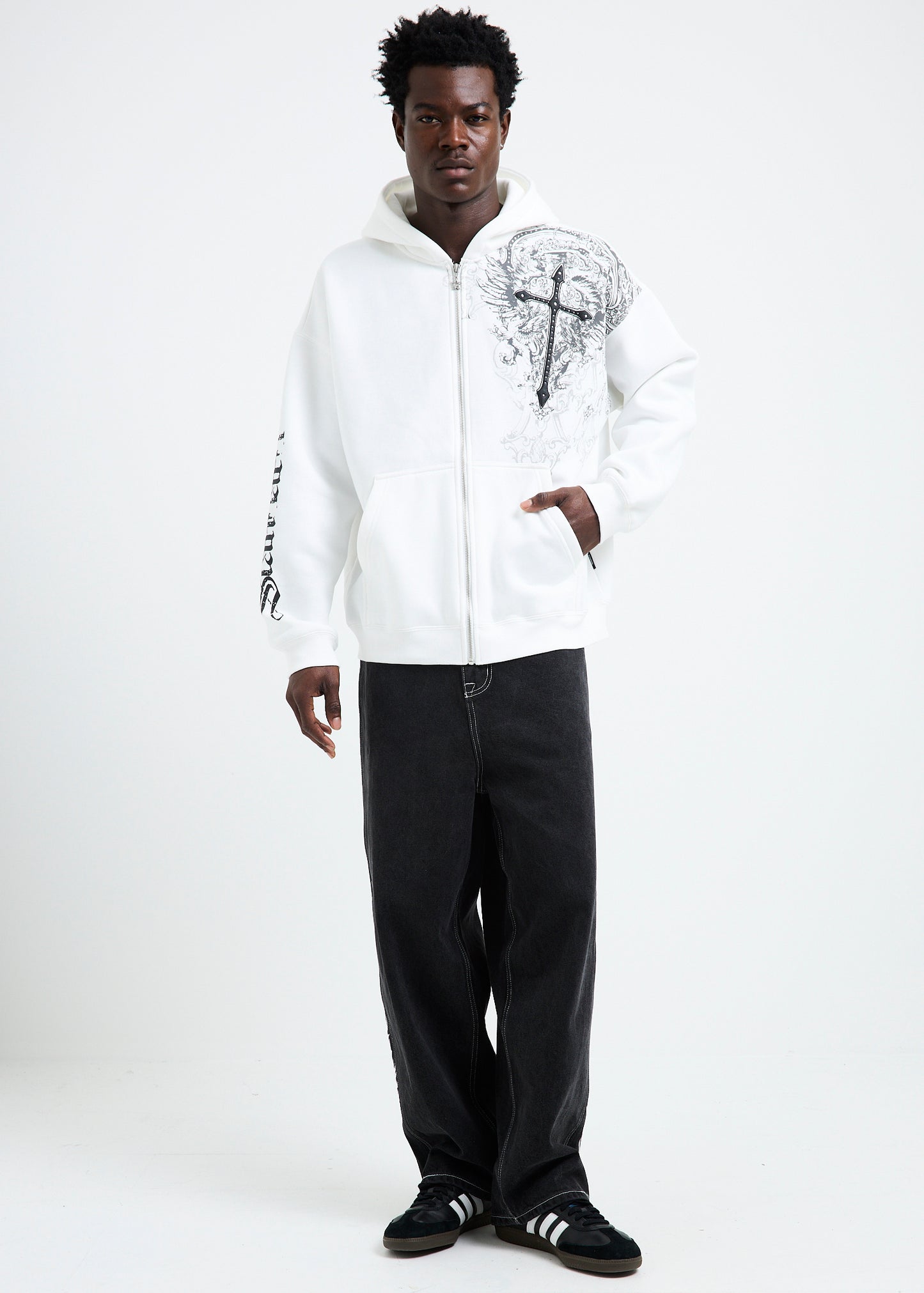 Crucifix Zip Hoodie