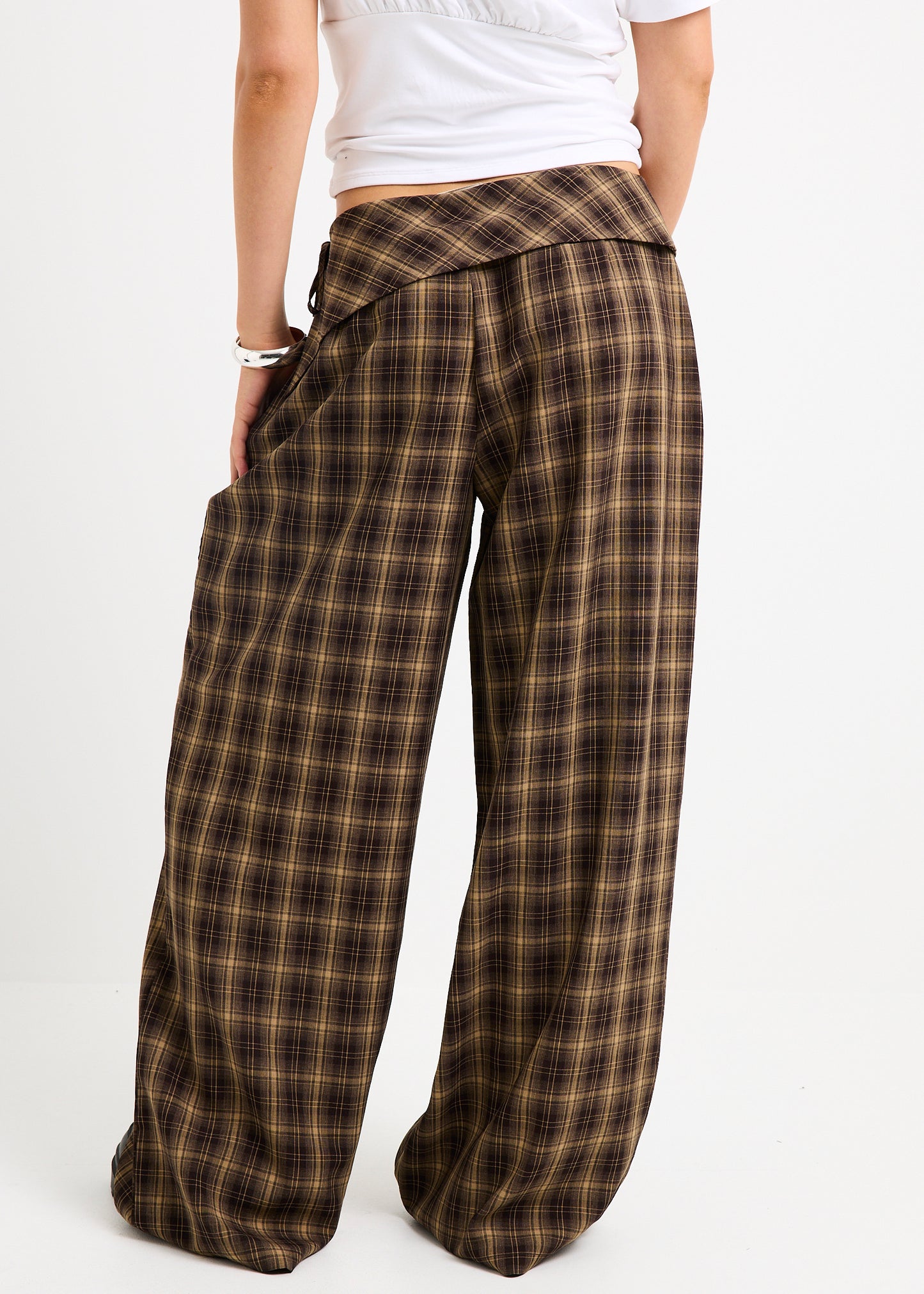 Martha Fold Over Check Pants