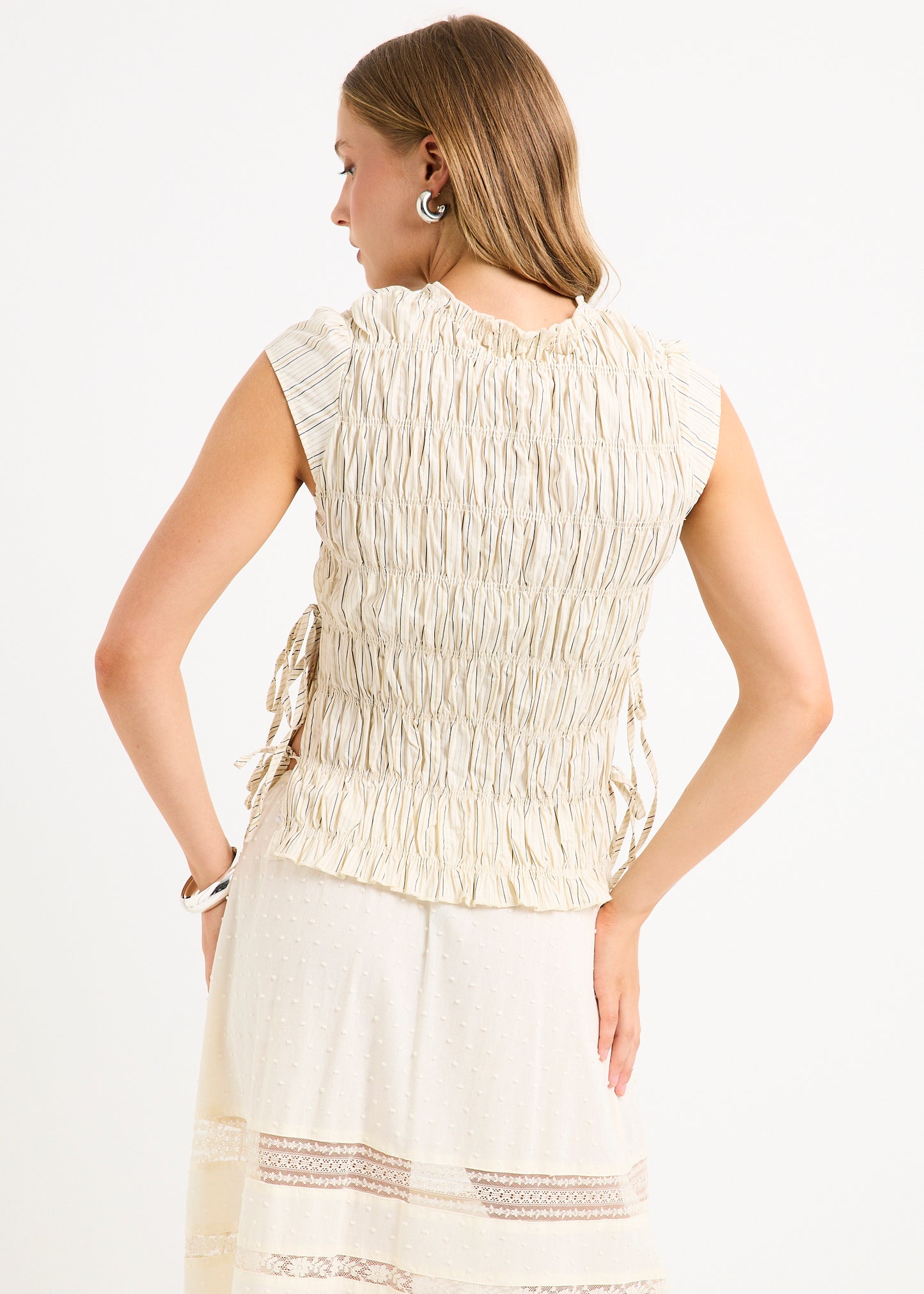Belly Shirred Tie Top